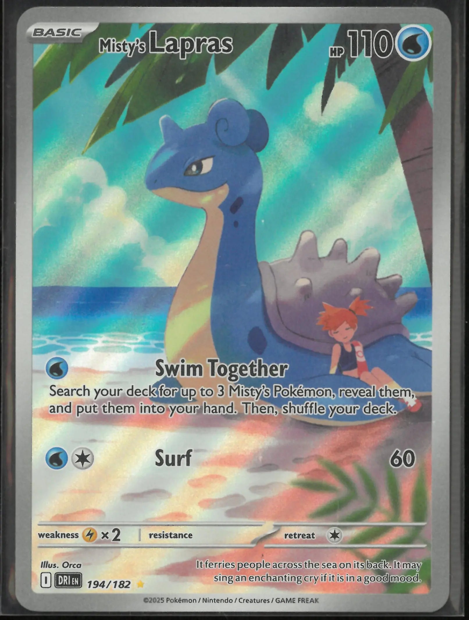 2025 Pokemon Destined Rivals Illustration Rare Misty's Lapras 194/182 
