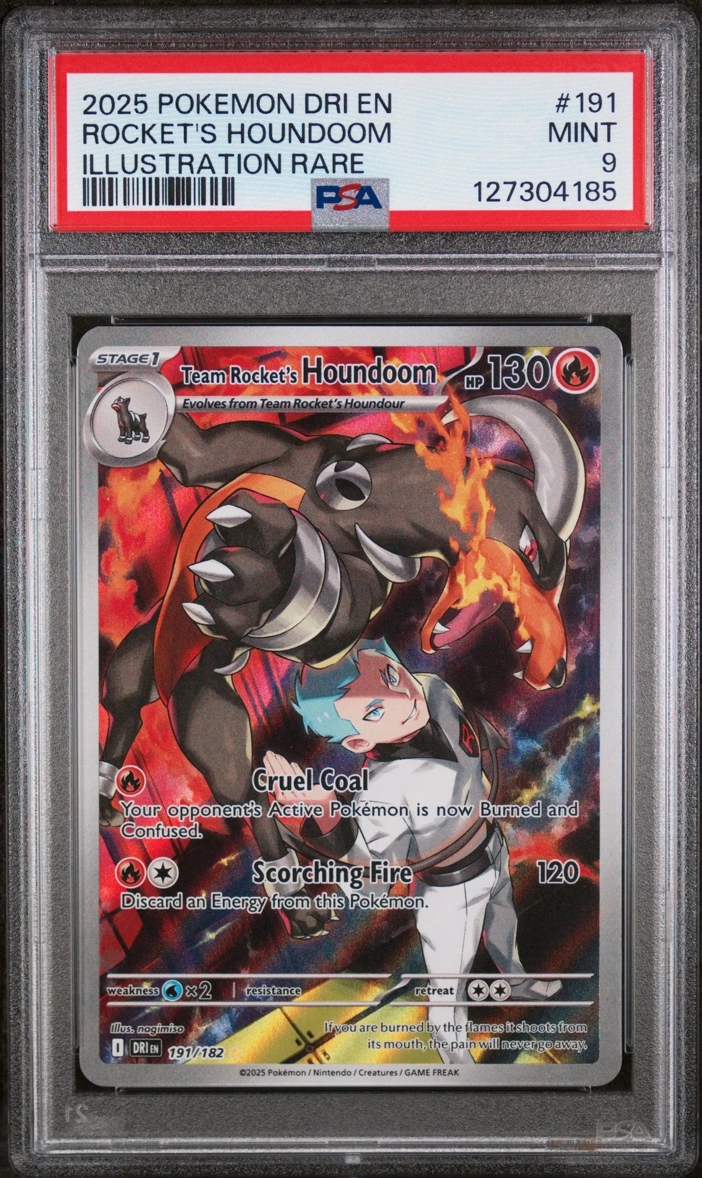2025 Pokemon Destined Rivals Illustration Rare Rocket's Houndoom PSA 9 #191 
