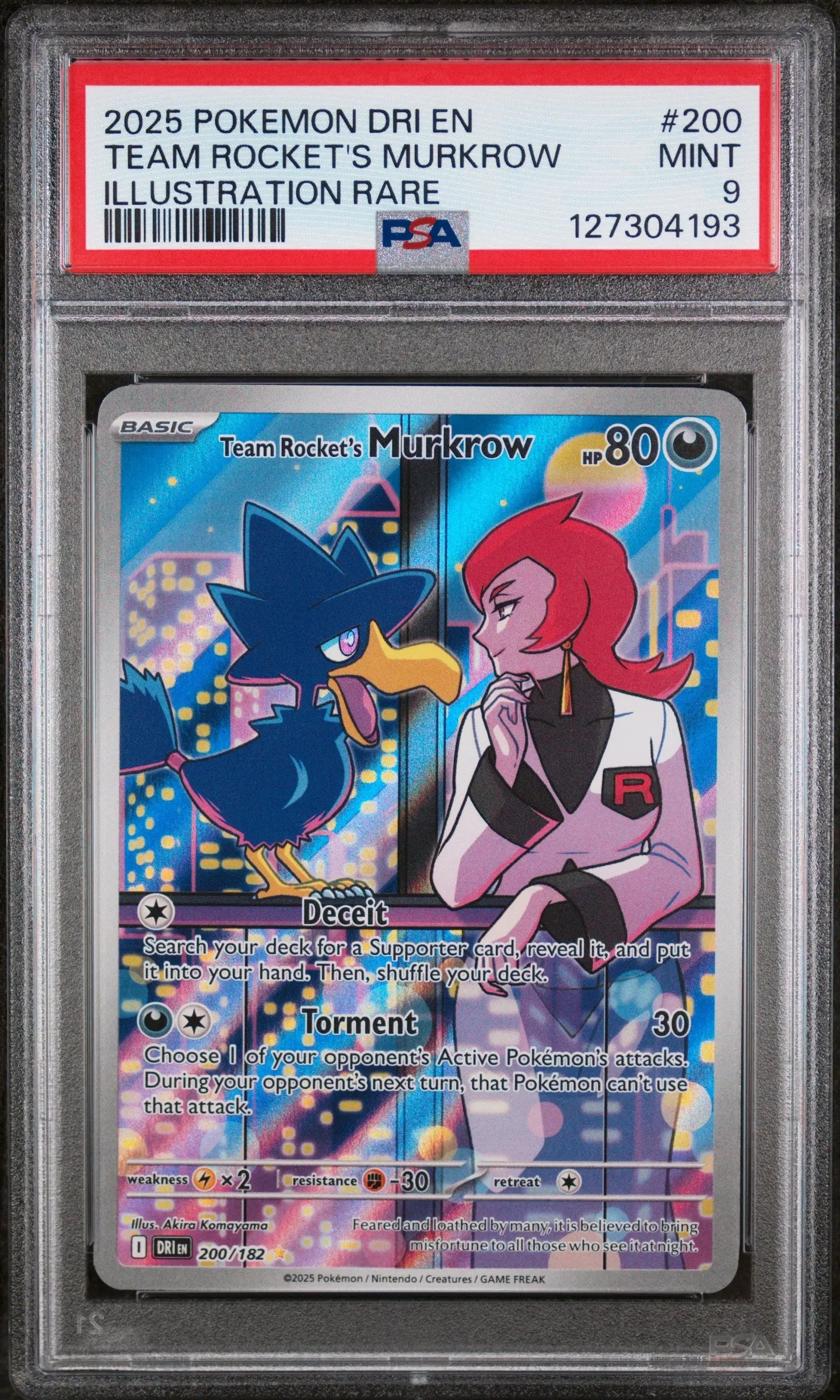 2025 Pokemon Destined Rivals Illustration Rare Team Rocket's Murkrow PSA 9 #200 