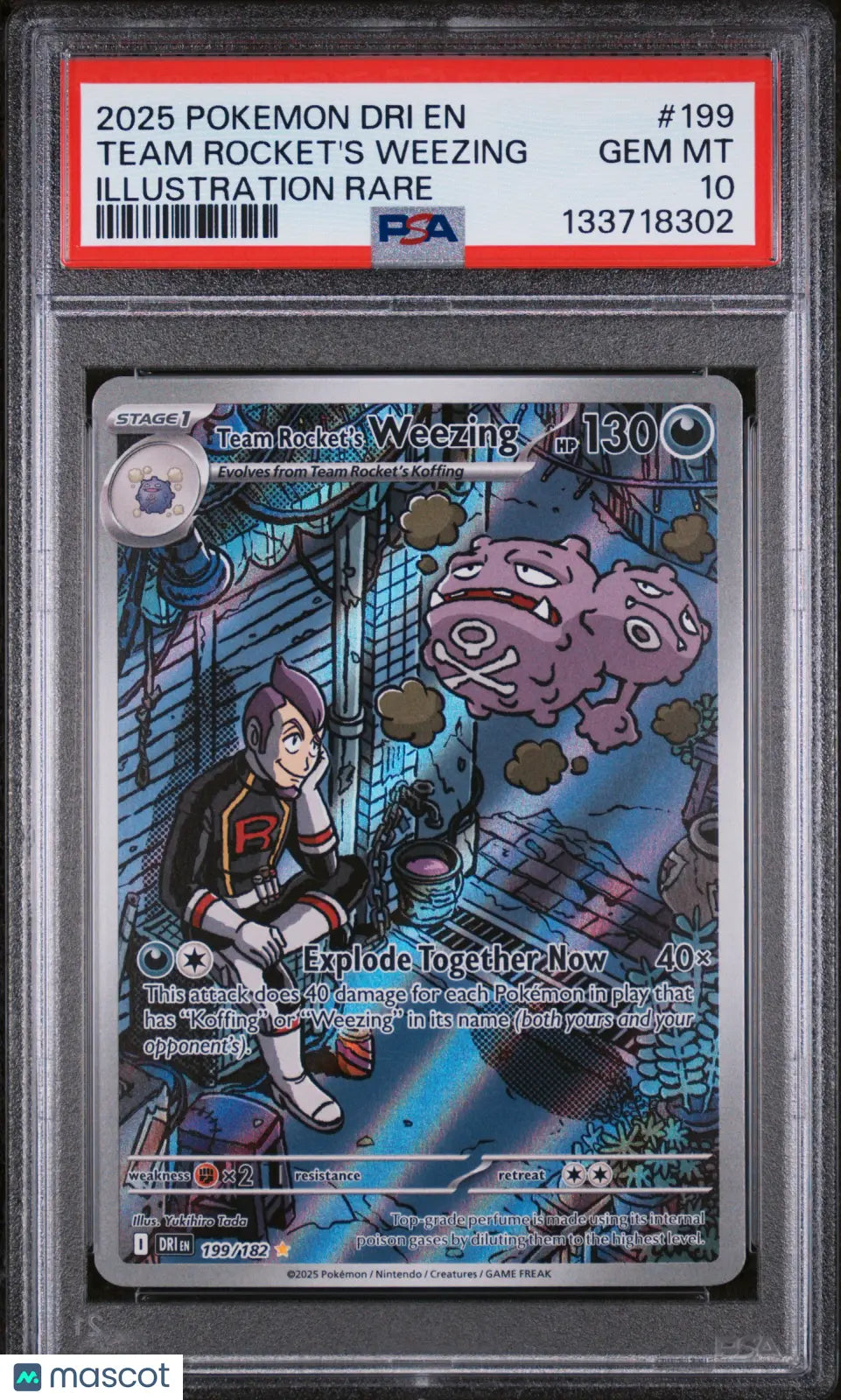 2025 Pokemon Destined Rivals Illustration Rare Team Rocket's Weezing 199 PSA 10 