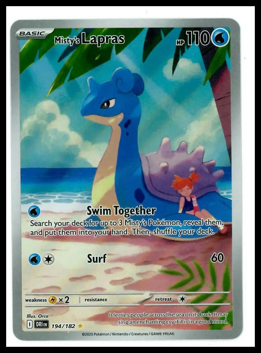 2025 Pokemon Destined Rivals Misty's Lapras Illustration Rare 194/182 