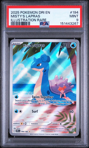 2025 Pokemon Destined Rivals Misty's Lapras Illustration Rare 194/182 PSA 9 