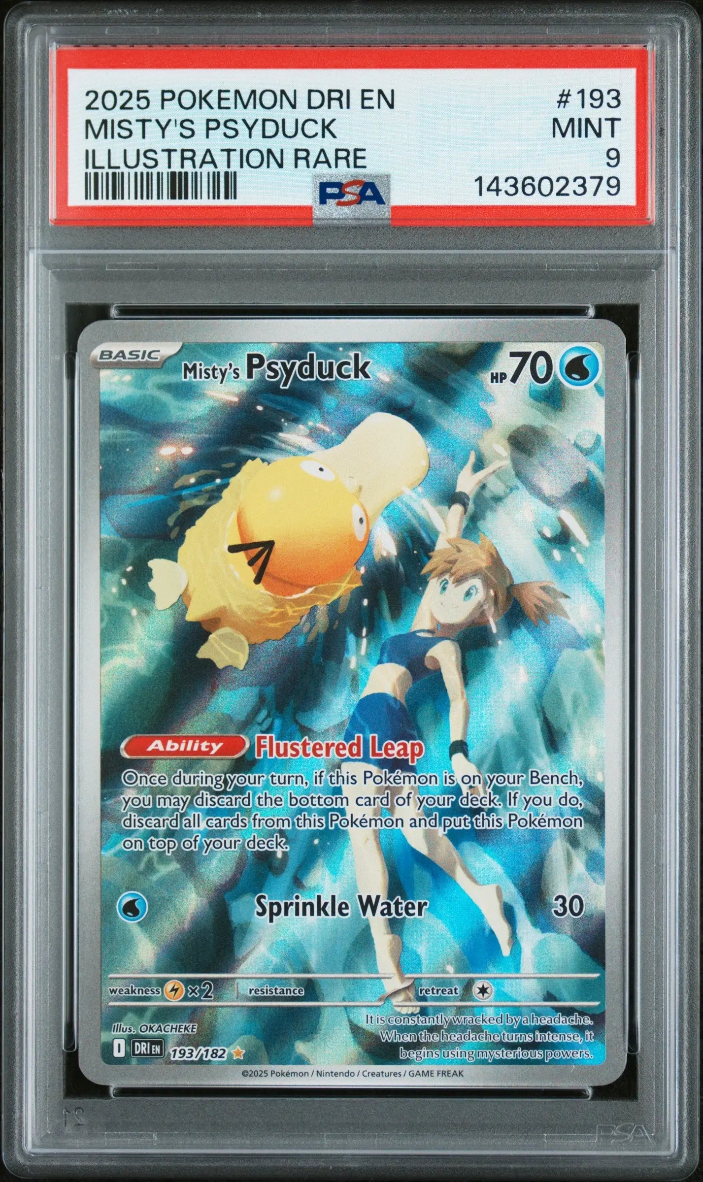 2025 Pokemon Destined Rivals Misty's Psyduck Illustration Rare PSA 9 193/182 