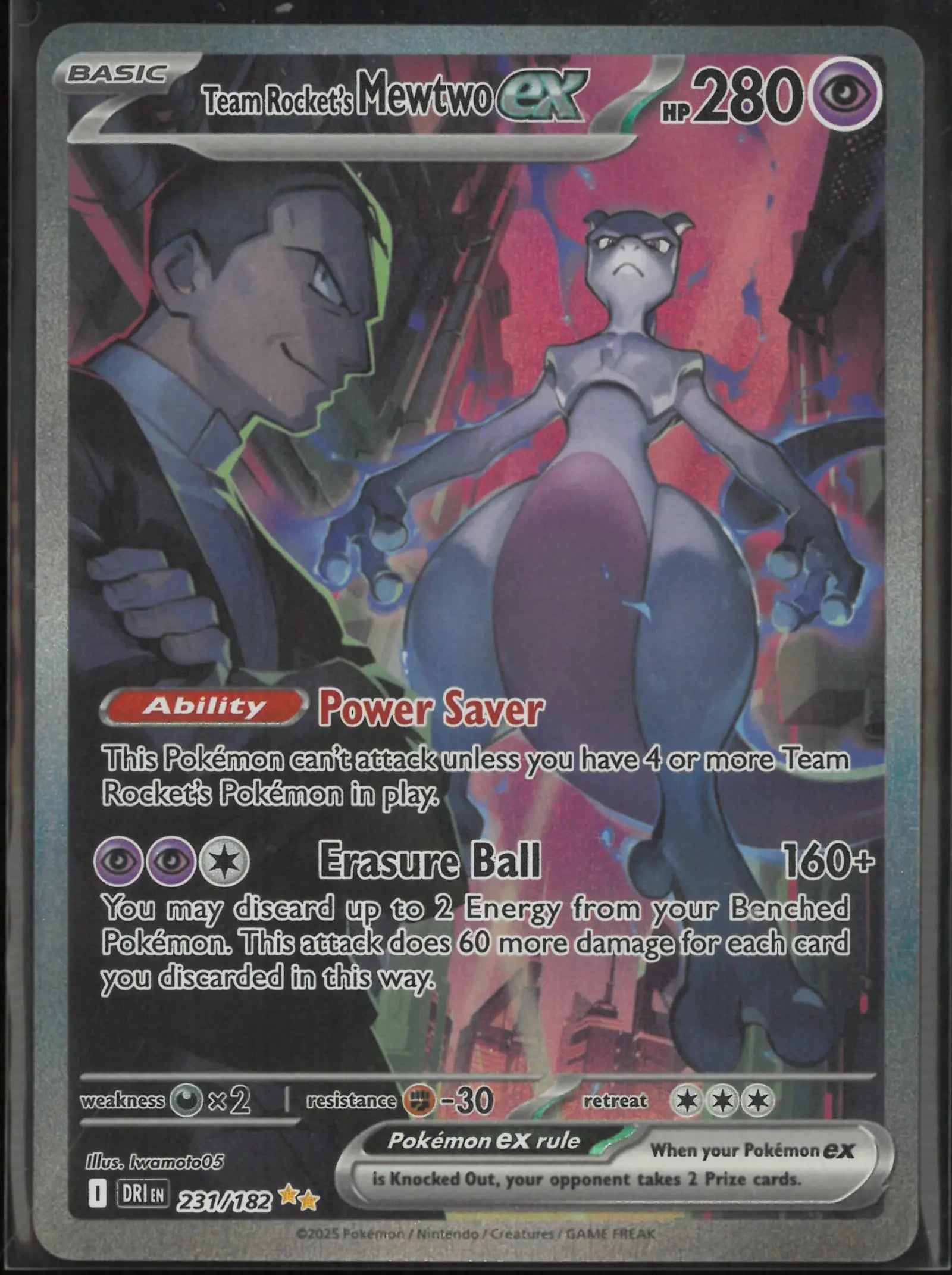 2025 Pokemon Destined Rivals Rocket's Mewtwo EX SIR 231/182 