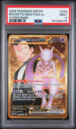 2025 Pokemon Destined Rivals Rocket's Mewtwo Ex Hyper Rare 240/182 PSA 9 