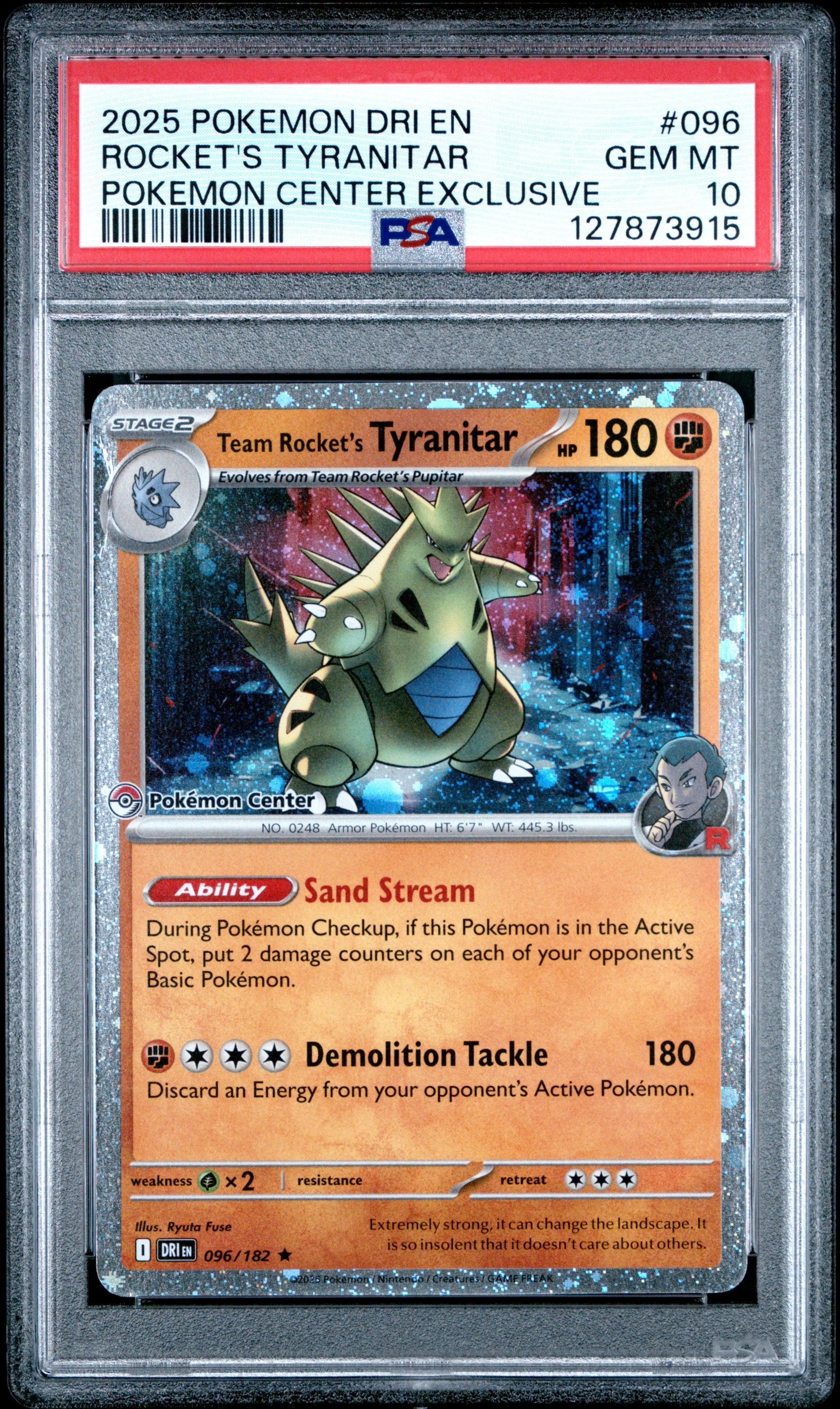 2025 Pokemon Destined Rivals Rocket's Tyranitar Pokemon Center Exclusive PSA 10 