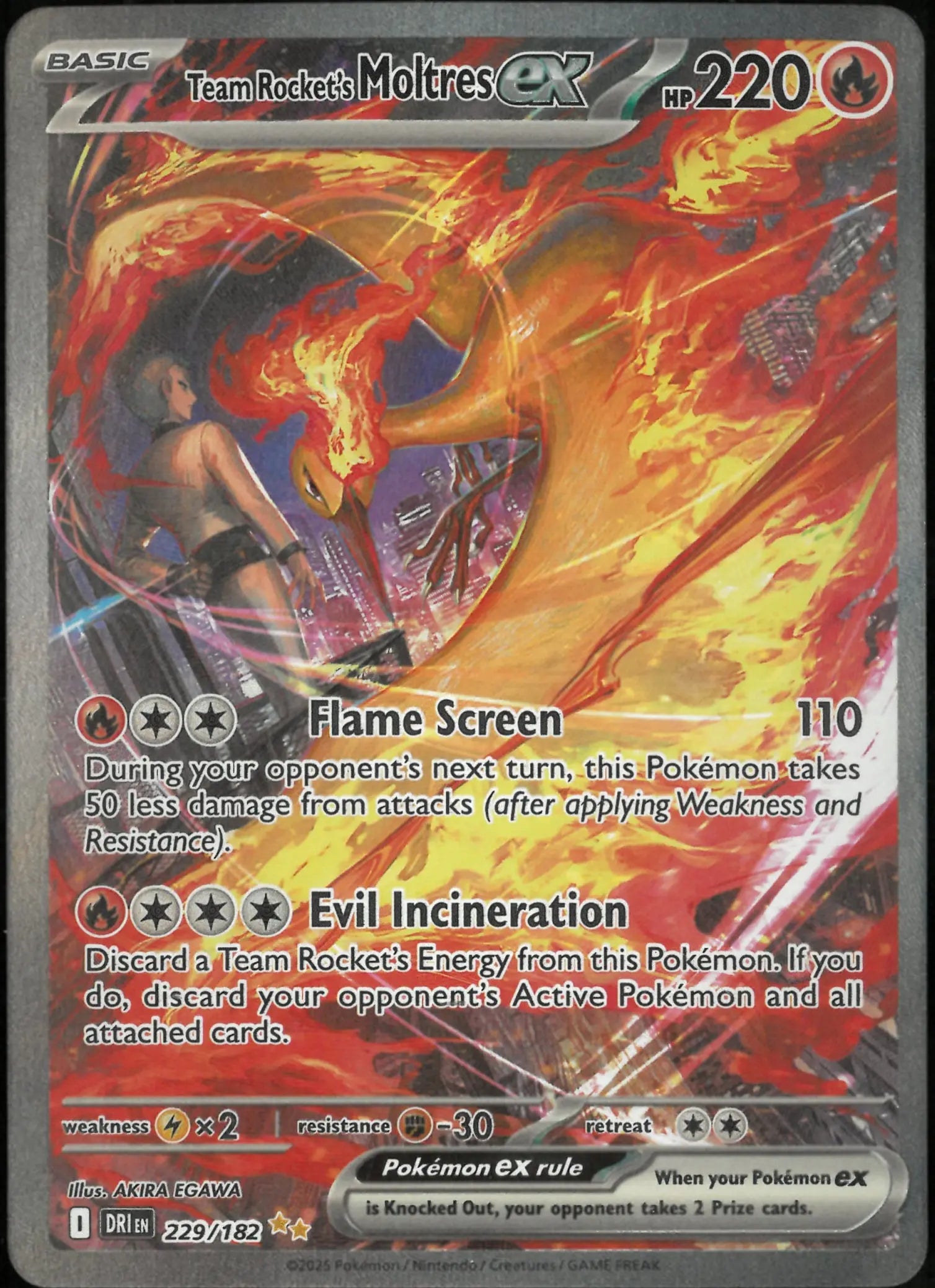 2025 Pokemon Destined Rivals Special Illustration Rare Team Rocket's Moltres ex 229/182 