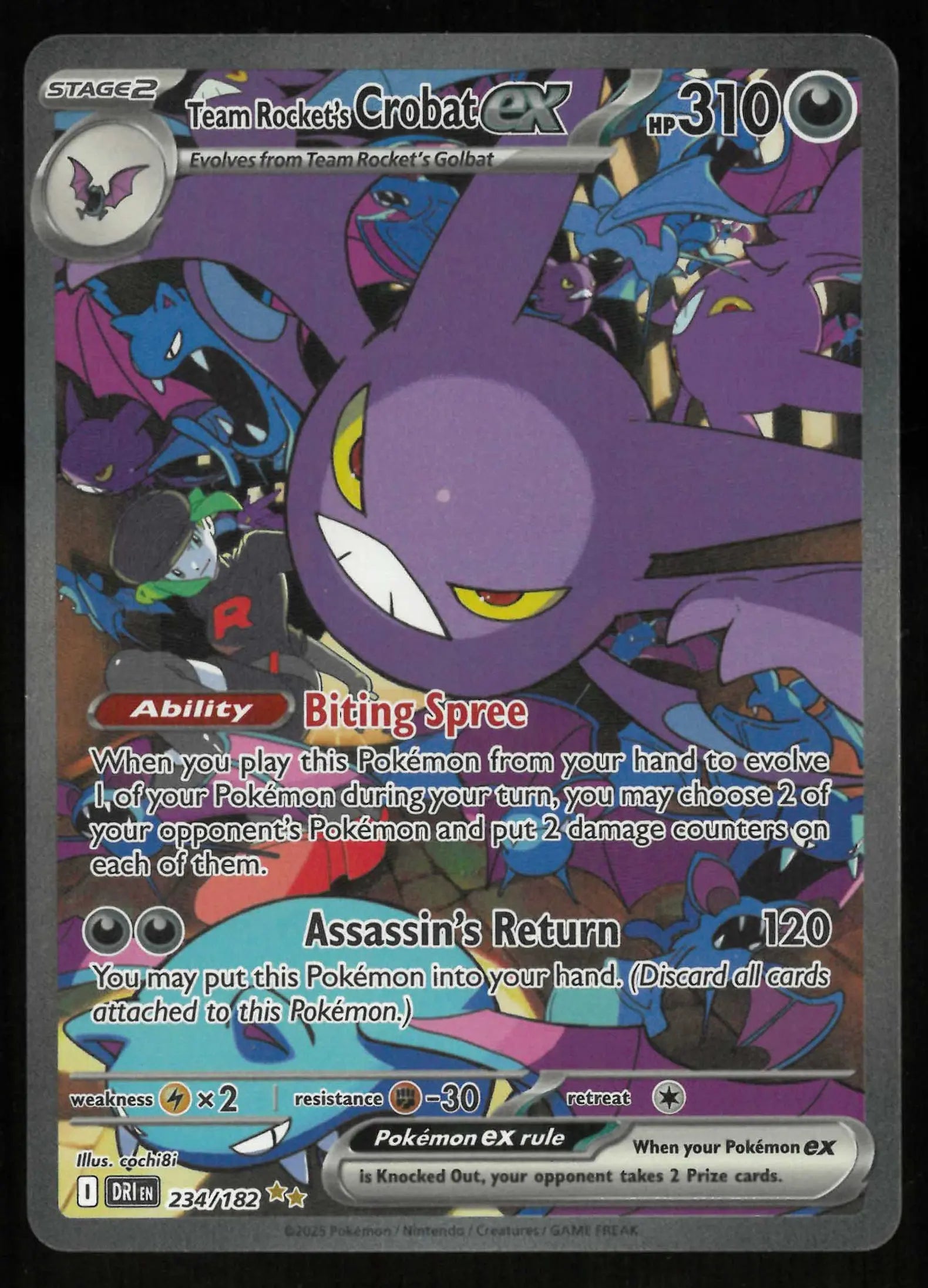 2025 Pokemon Destined Rivals Team Rocket's Crobat ex SIR 234/182 