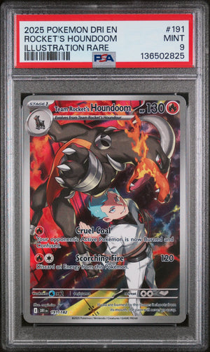 2025 Pokemon Destined Rivals Team Rocket's Houndoom Illustration Rare PSA 9 