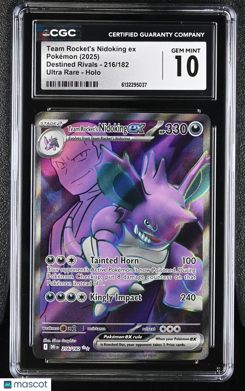 2025 Pokemon Destined Rivals Team Rocket's Nidoking ex Ultra Rare CGC 10 216/182 