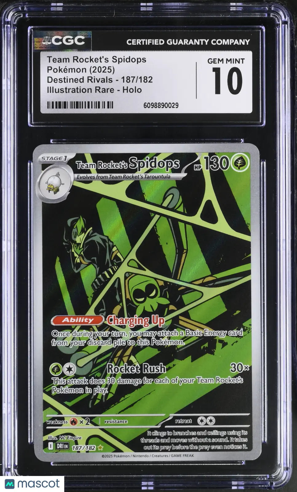 2025 Pokemon Destined Rivals Team Rocket's Spidops Illustration Rare CGC 10 