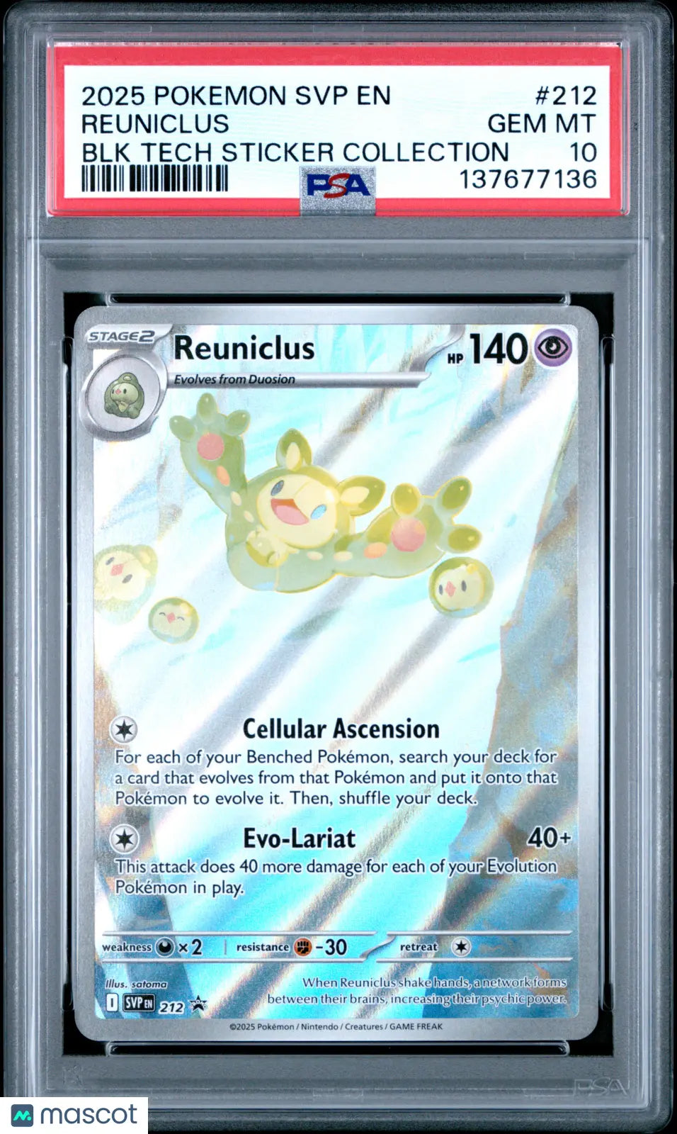 2025 Pokemon EN-SV Black Star Promo Reuniclus BLK Tech Sticker Collection PSA 10 