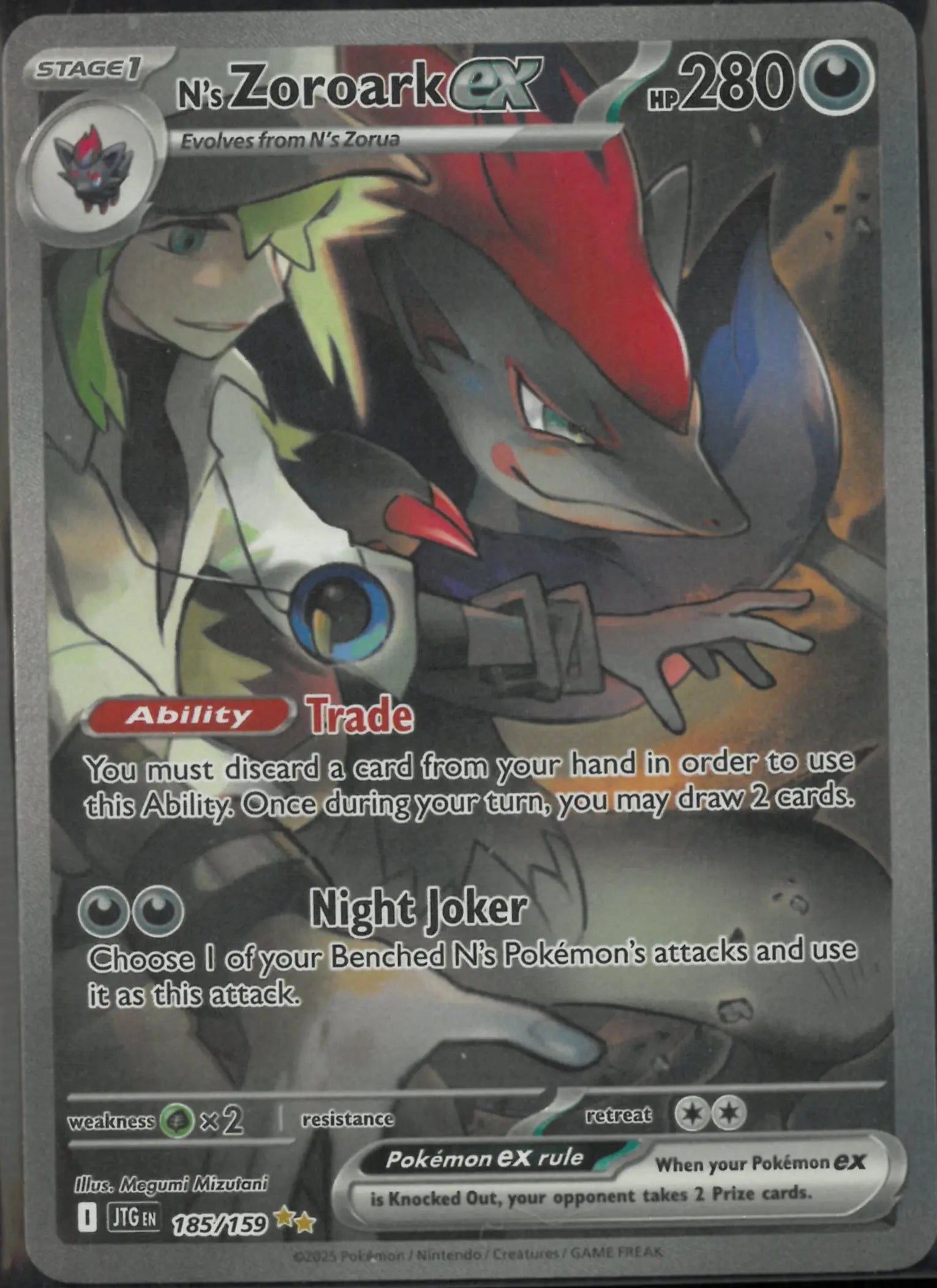 2025 Pokemon Journey Together Special Illustration Rare N's Zoroark ex 185/159 