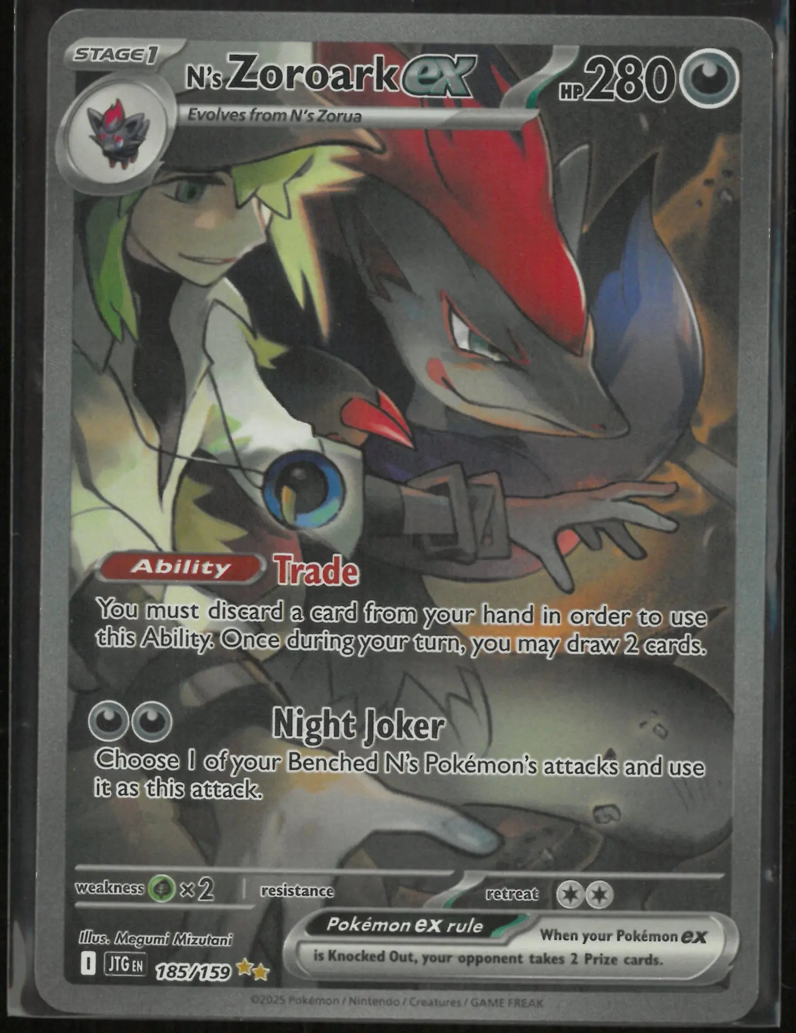 2025 Pokemon Journey Together Special Illustration Rare N's Zoroark ex 185/159 
