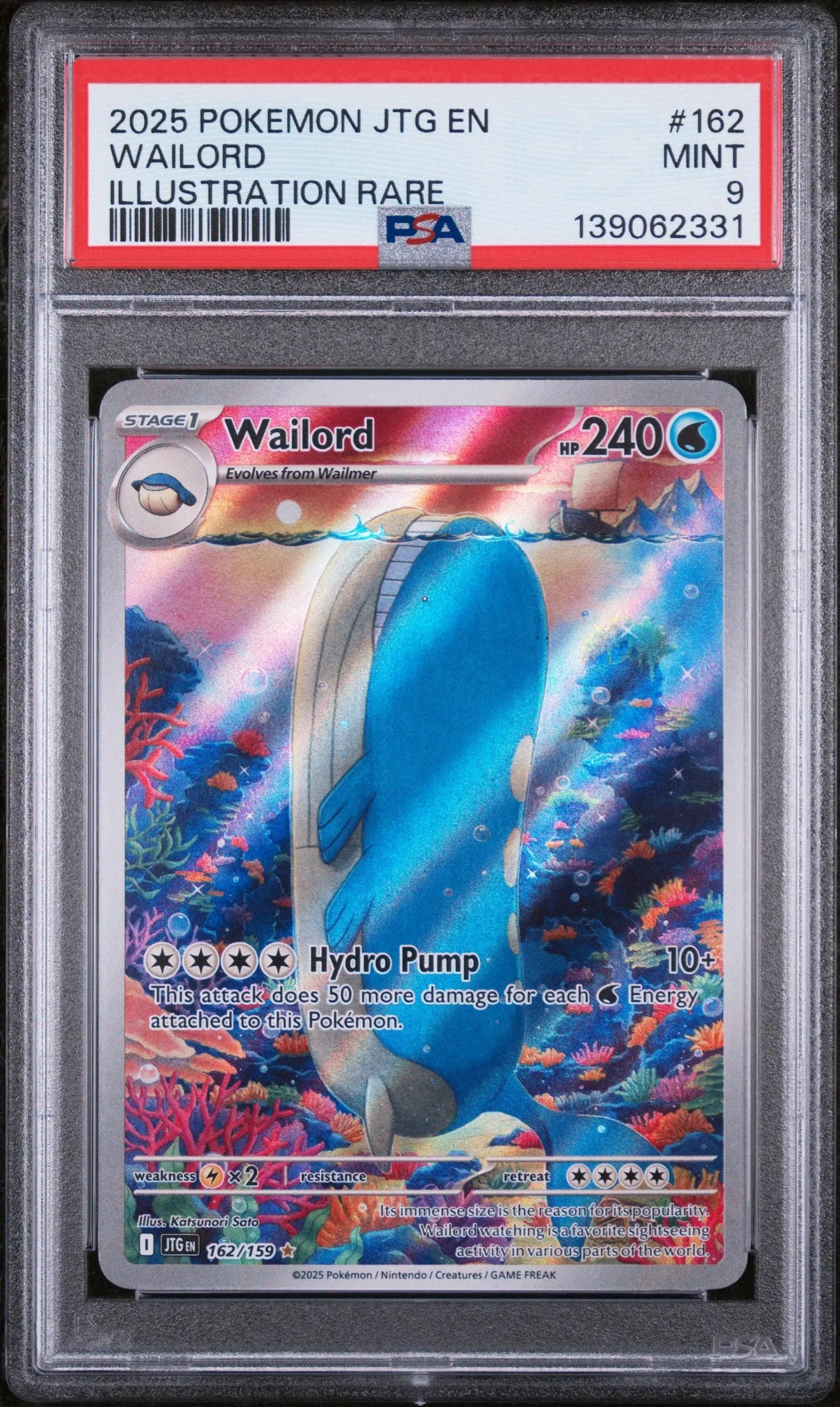2025 Pokemon Journey Together Wailord Illustration Rare 162/159 PSA 9 