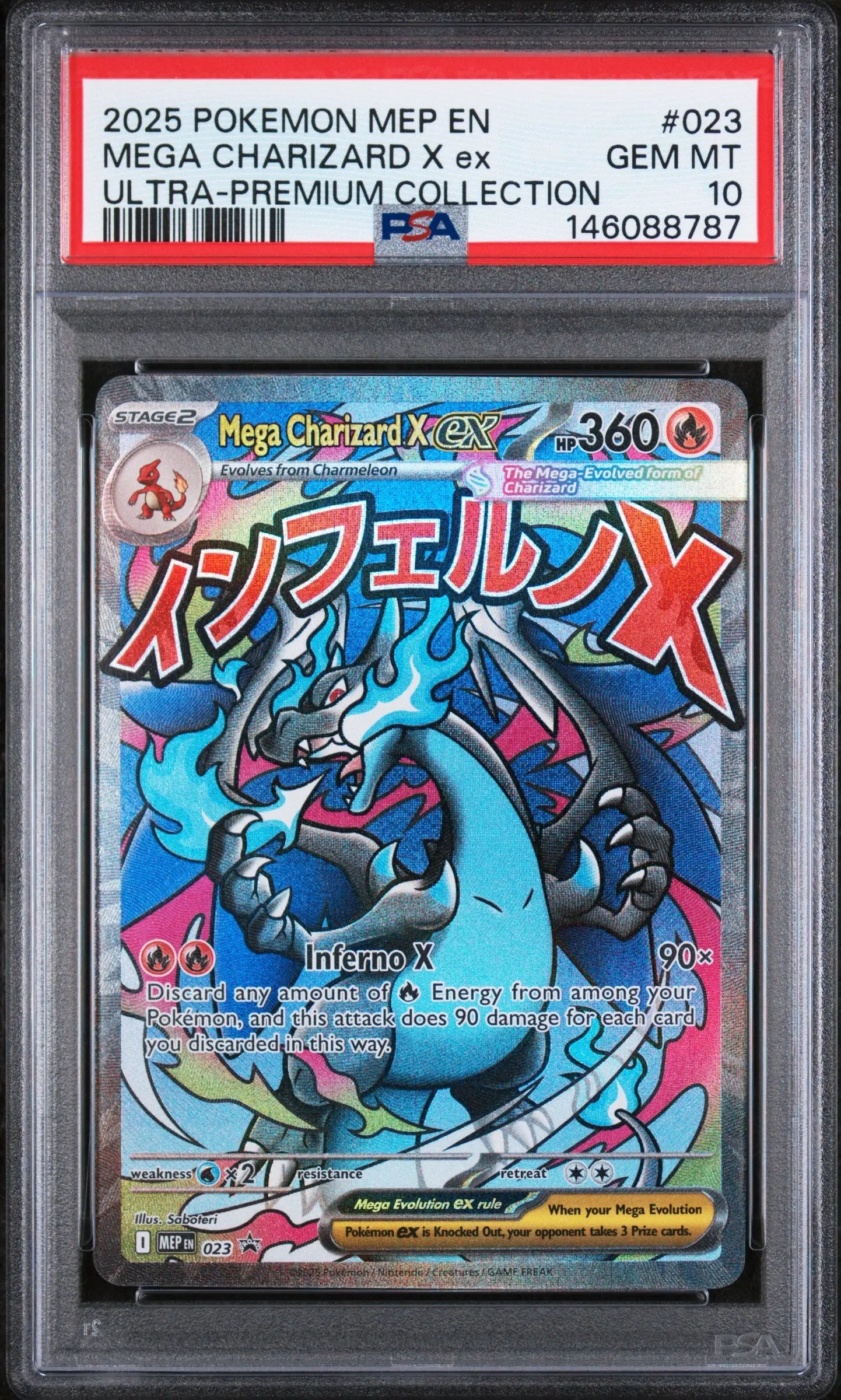 2025 Pokemon ME Black Star Promo Mega Charizard X EX 023 UPC PSA 10 