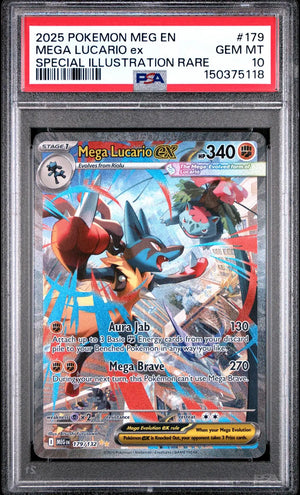 2025 Pokemon ME01: Mega Evolution Mega Lucario ex SIR 179/132 PSA 10 