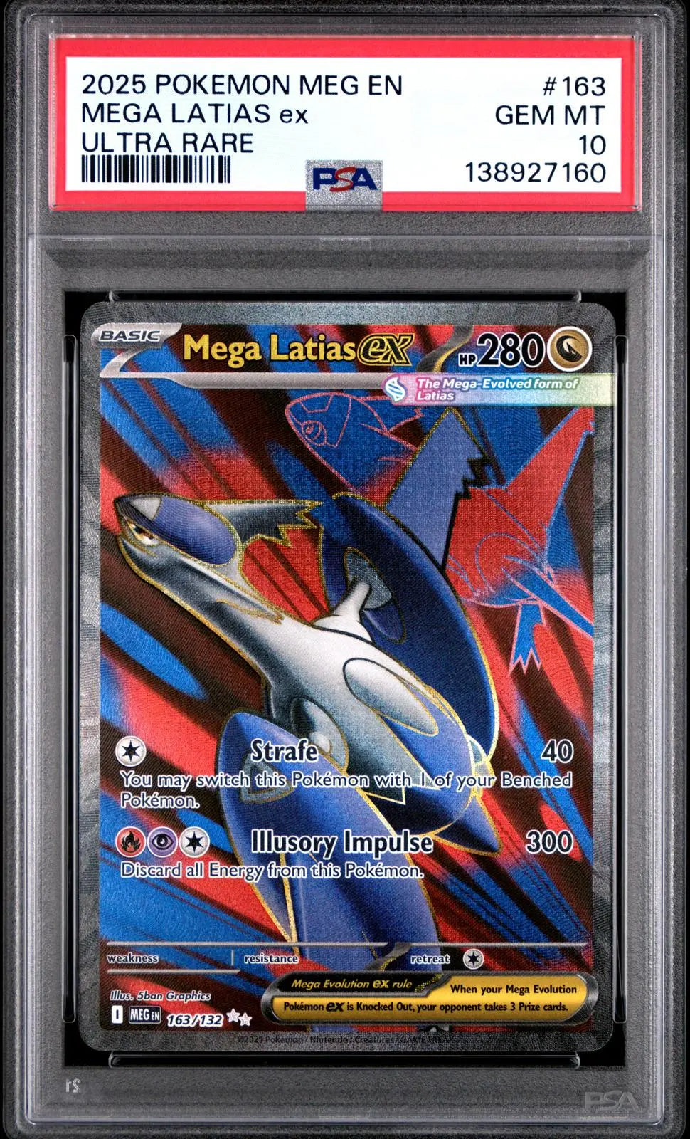 2025 Pokemon MEG EN Mega Evolution 163/132 Mega Latias Ex Ultra Rare PSA 10 