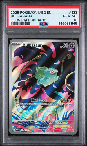 2025 Pokemon Meg EN-Mega Evolution Bulbasaur Illustration Rare PSA 10 133/132 