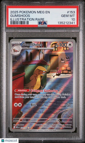 2025 Pokemon Meg EN-Mega Evolution Gumshoos Illustration Rare PSA 10 153/132 