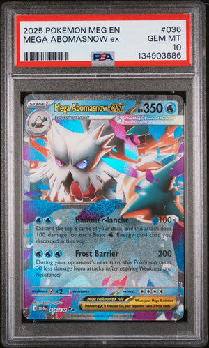 2025 Pokemon Meg EN-Mega Evolution Mega Abomasnow EX PSA 10 36/132 