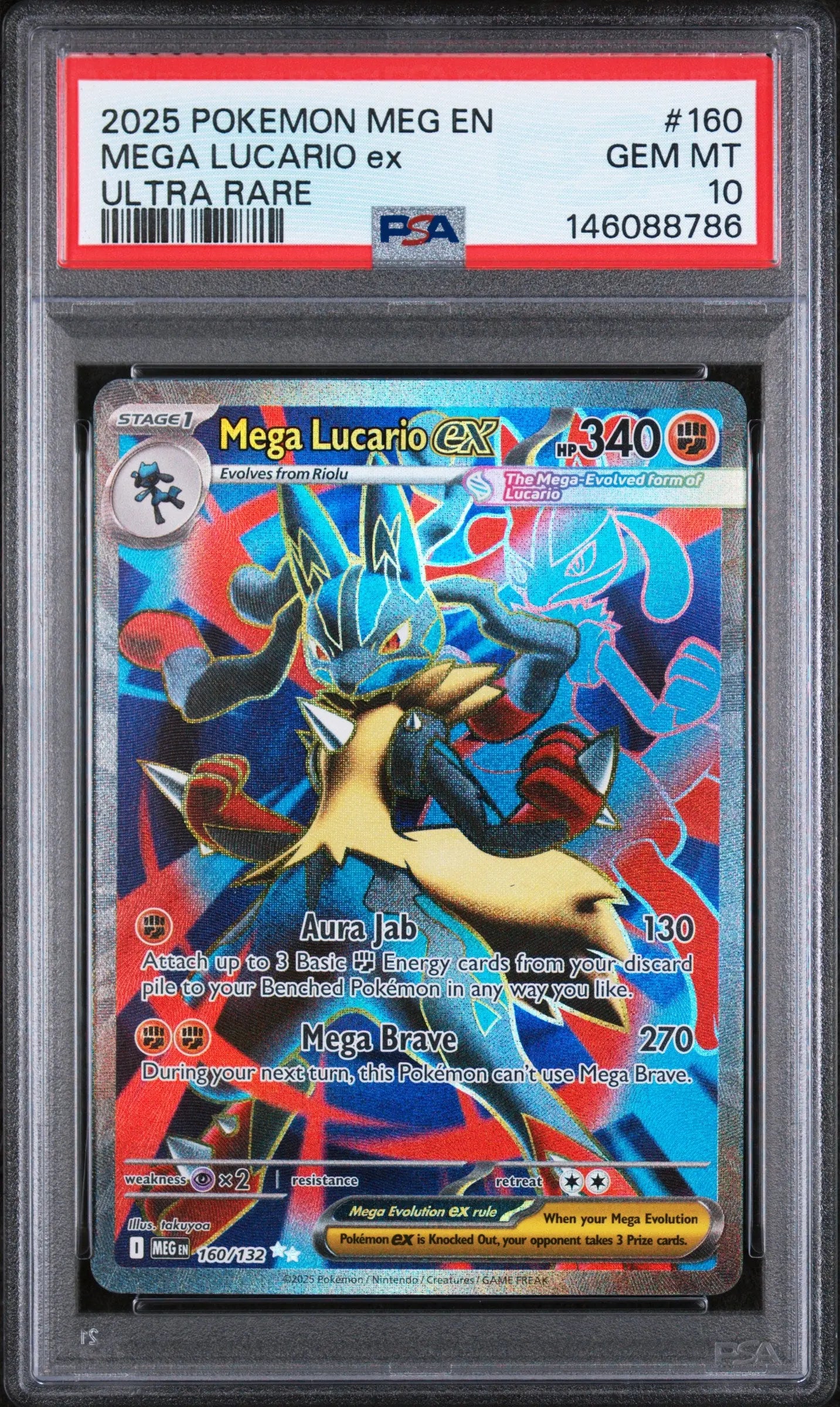 2025 Pokemon Meg EN-Mega Evolution Mega Lucario EX Ultra Rare 160/132 PSA 10 