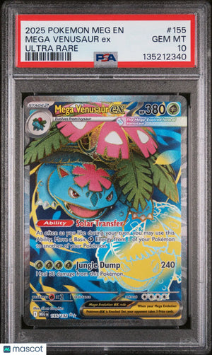 2025 Pokemon Meg EN-Mega Evolution Mega Venusaur EX Ultra Rare PSA 10 155/132 