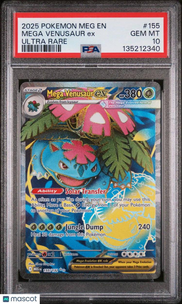 2025 Pokemon Meg EN-Mega Evolution Mega Venusaur EX Ultra Rare PSA 10 155/132 