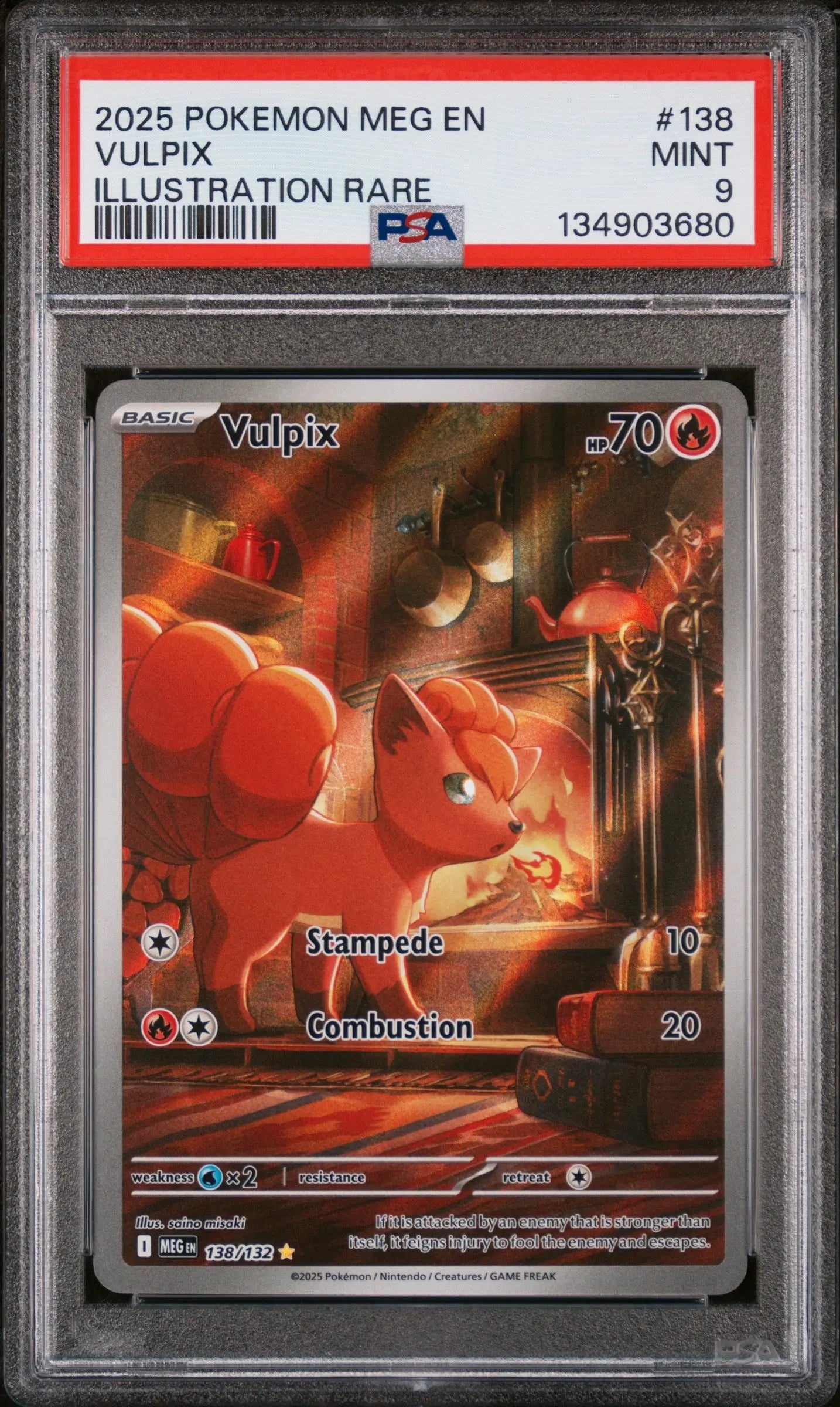 2025 Pokemon Meg EN-Mega Evolution Vulpix Illustration Rare PSA 9 138/132 