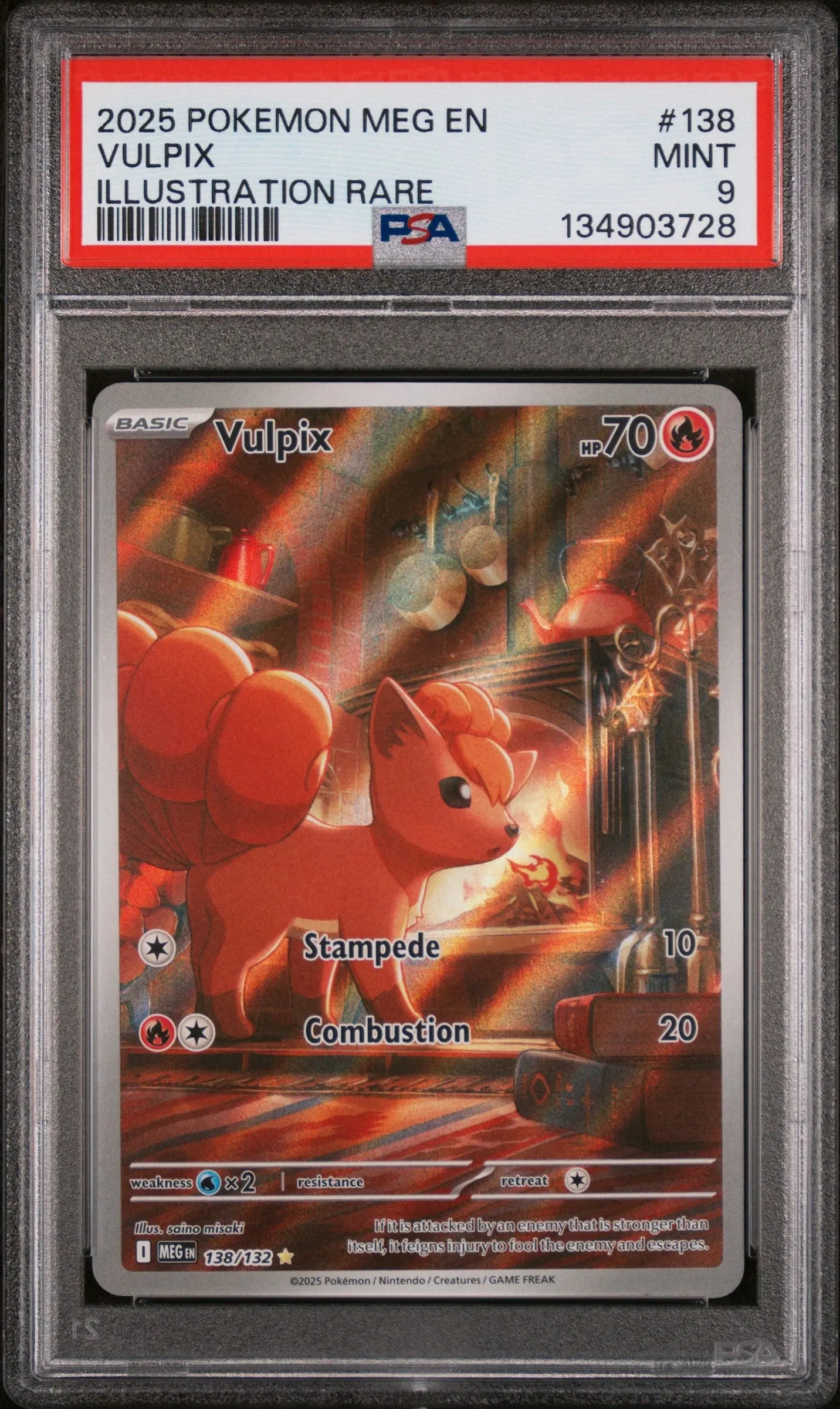 2025 Pokemon Meg EN-Mega Evolution Vulpix Illustration Rare PSA 9 138/132 