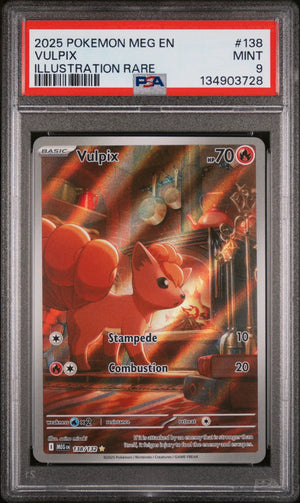 2025 Pokemon Meg EN-Mega Evolution Vulpix Illustration Rare PSA 9 138/132 