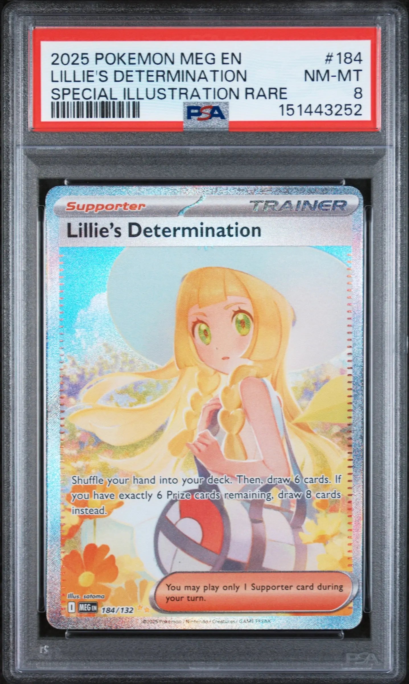 2025 Pokemon Mega Evolution Lillie's Determination SIR 184/132 PSA 8 