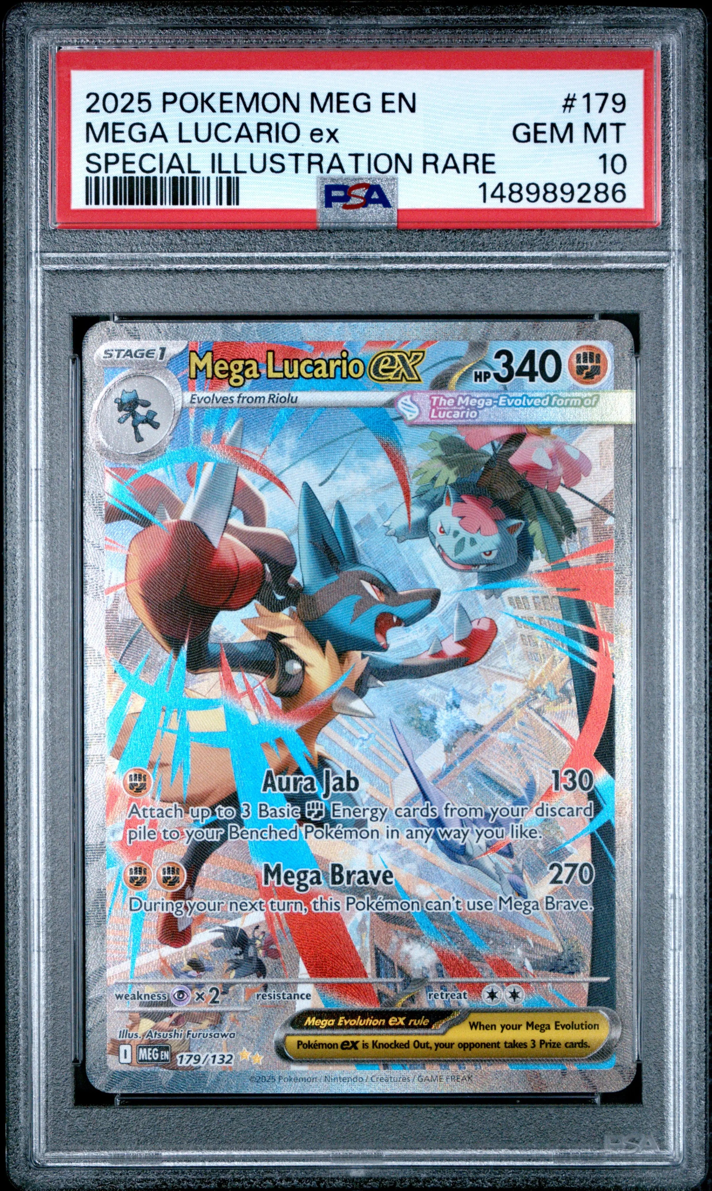 2025 Pokemon Mega Evolution Mega Lucario EX SIR 179/132 PSA 10 