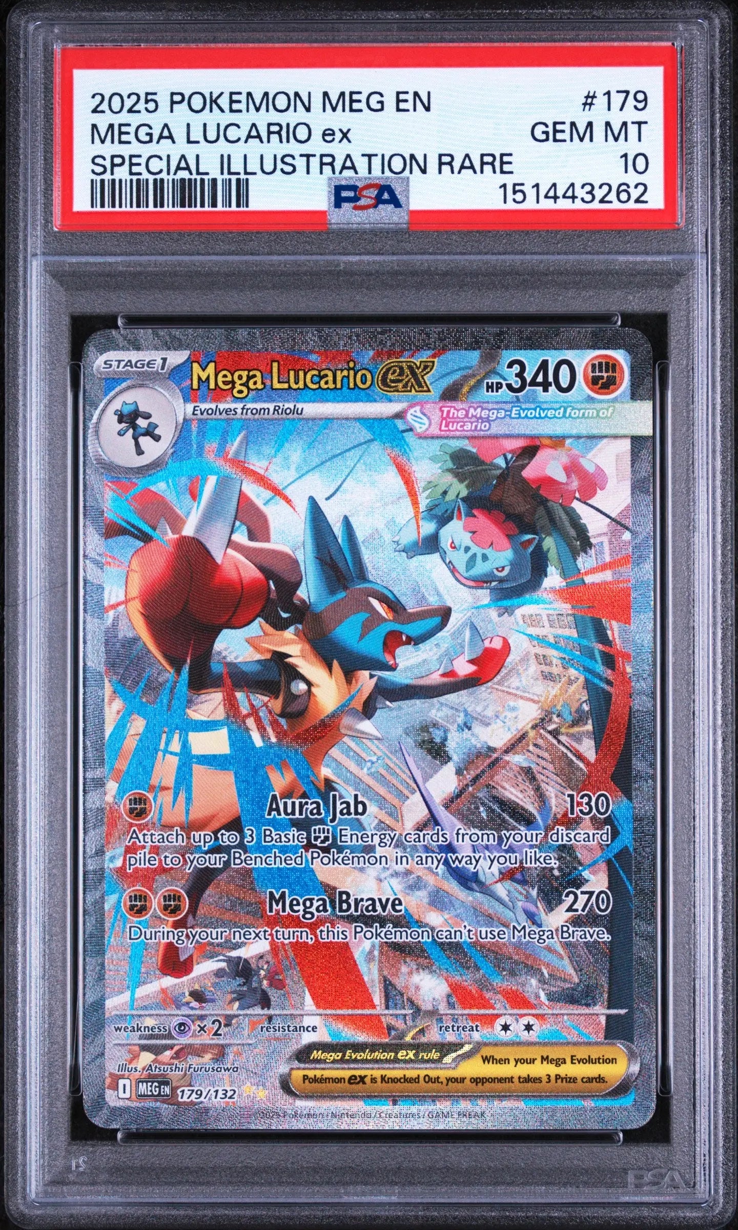 2025 Pokemon Mega Evolution Mega Lucario EX SIR 179/132 PSA 10 