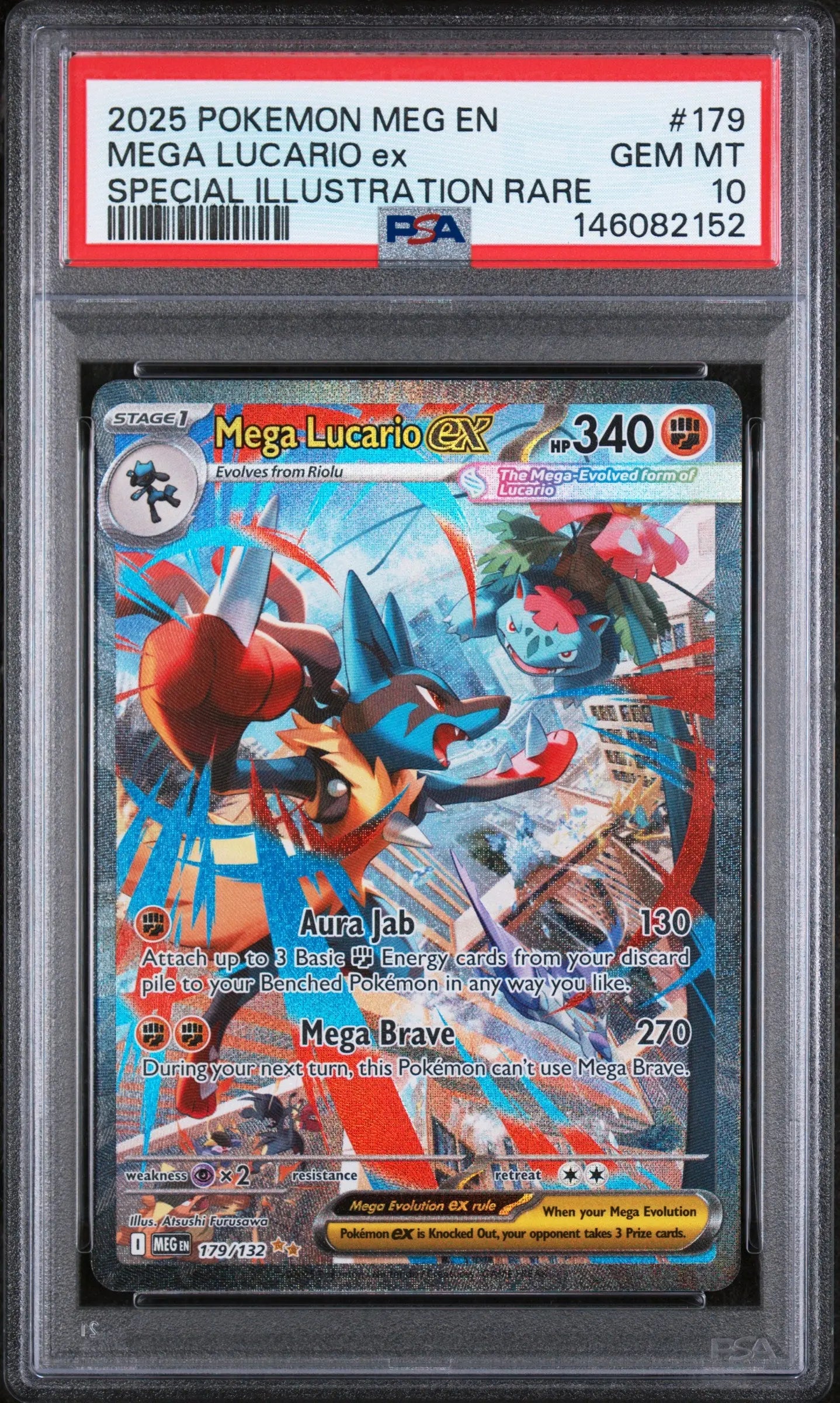 2025 Pokemon Mega Evolution Mega Lucario EX SIR PSA 10 179/132 