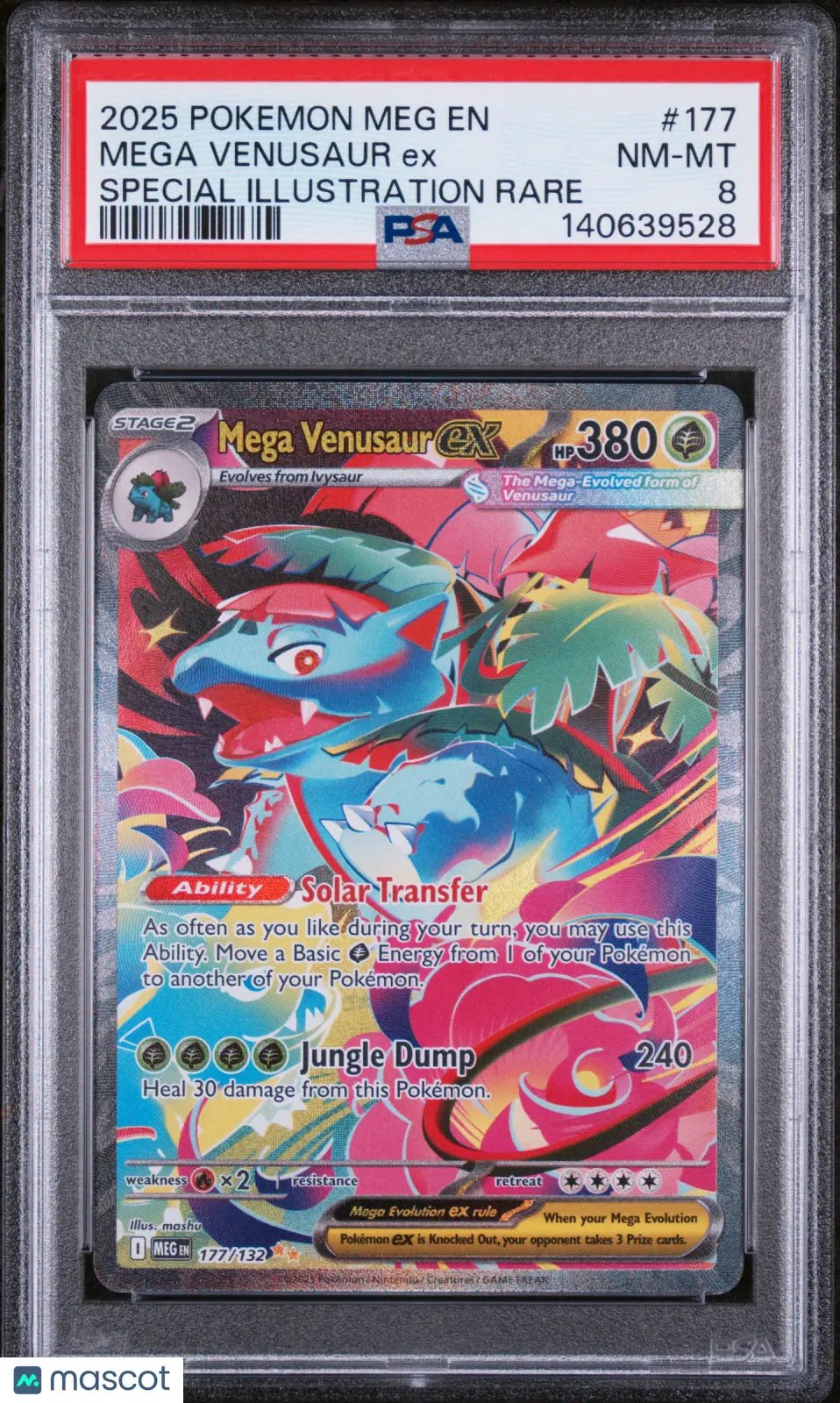 2025 Pokemon Mega Evolution Mega Venusaur EX Special Illustration  PSA 8 177/132 