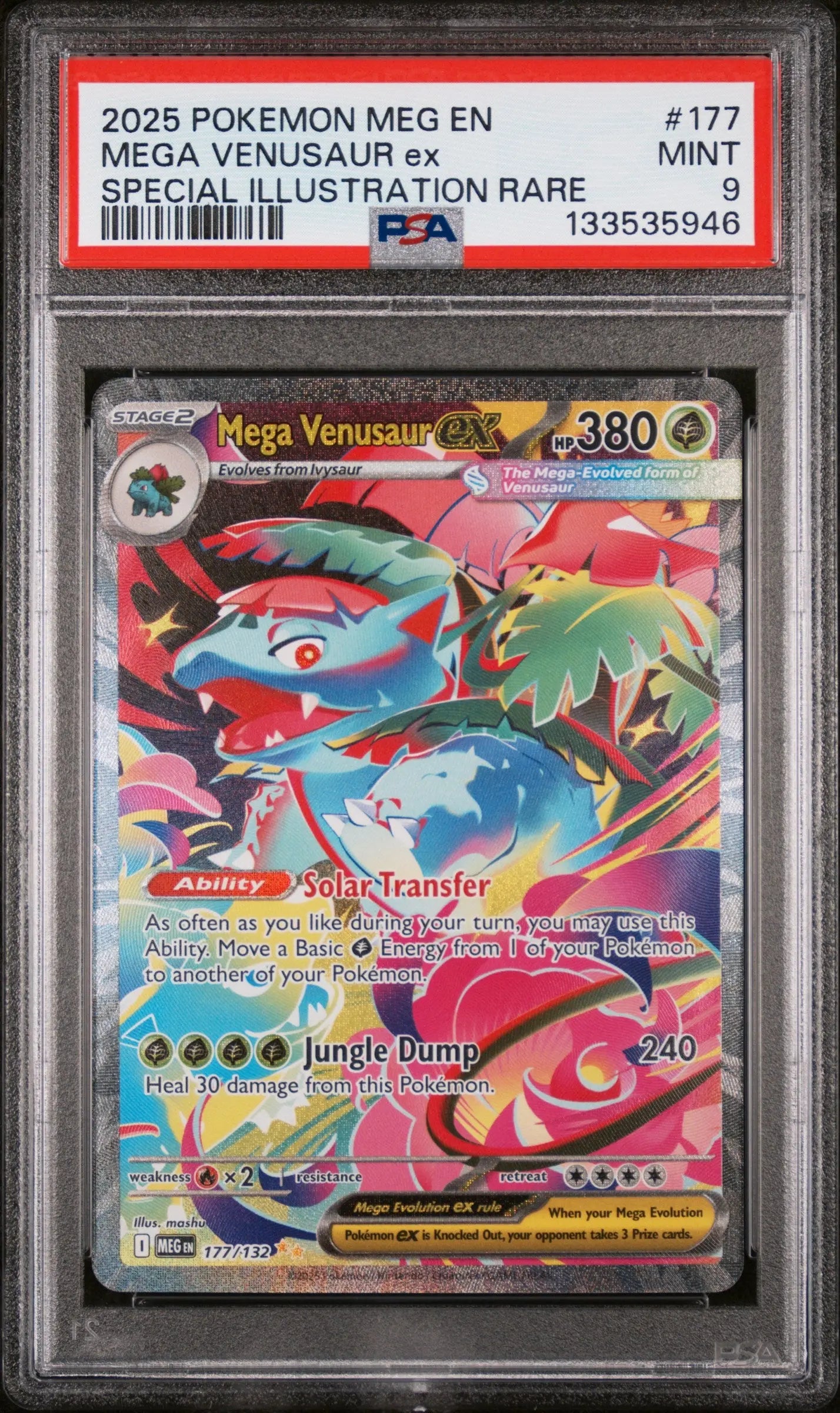 2025 Pokemon Mega Evolution Mega Venusaur Ex SIR 177/132 PSA 9 