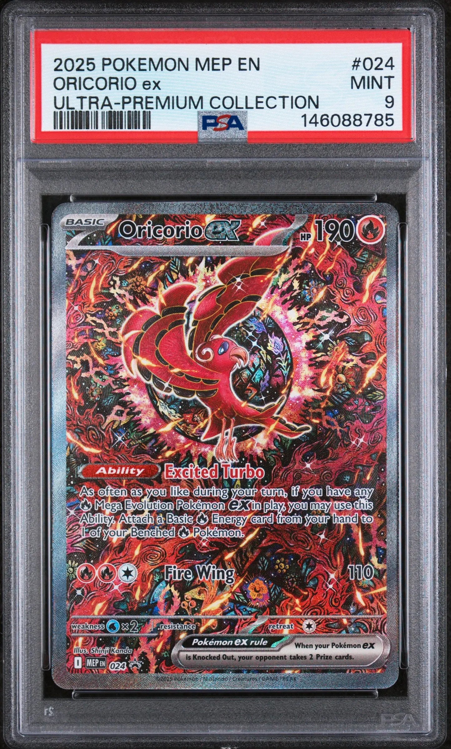 2025 Pokemon Mep EN-Me Black Star Promo Oricorio EX 024 UPC PSA 9 