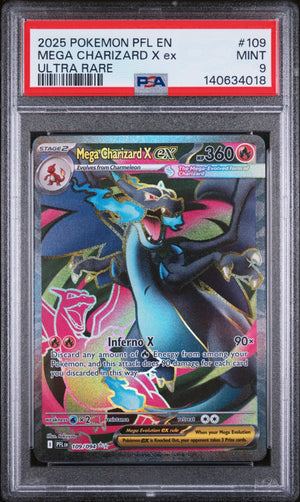 2025 Pokemon PFL EN-Phantasmal Flames Mega Charizard X EX Ultra Rare PSA 9 #109 