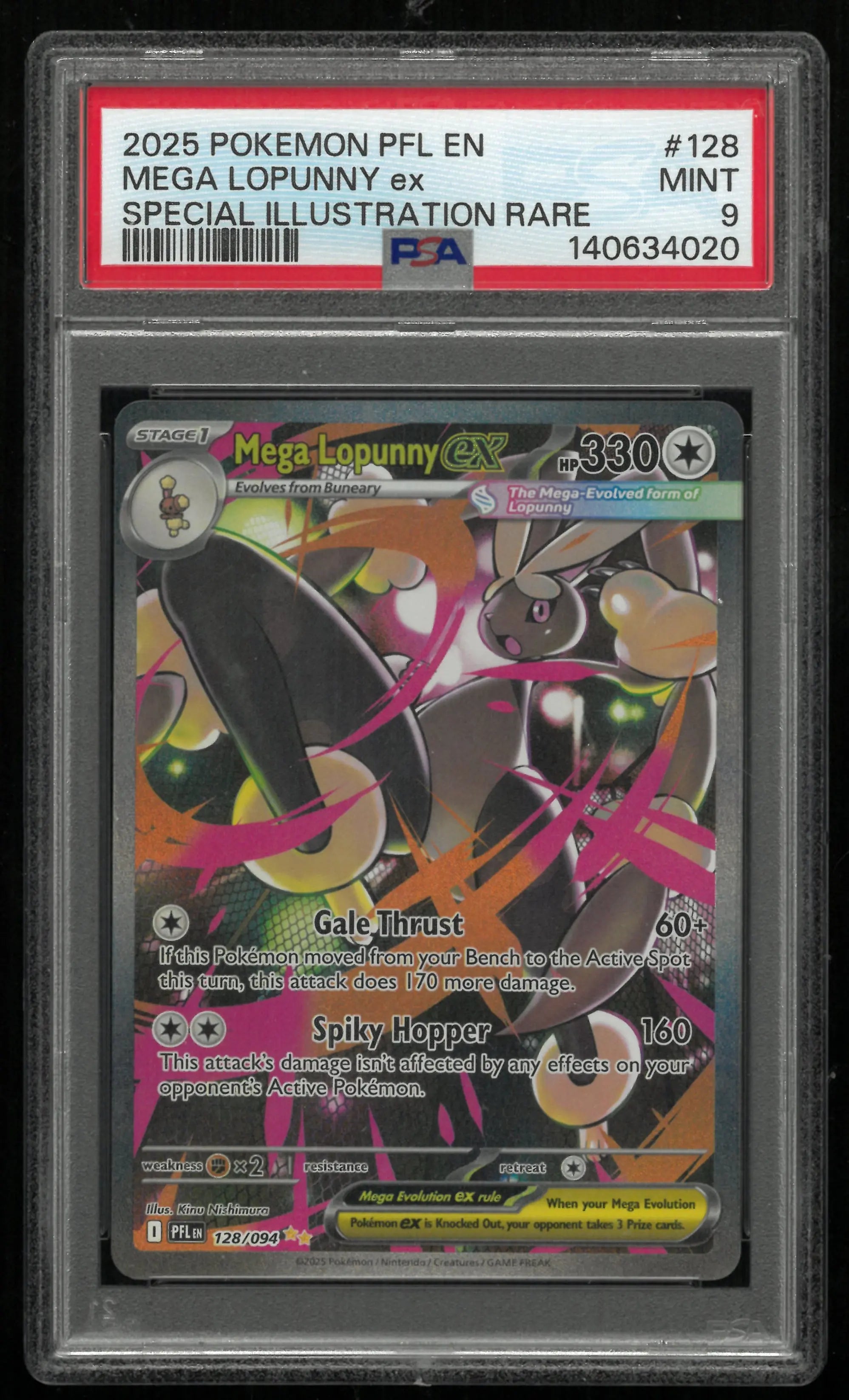 2025 Pokemon PFL EN-Phantasmal Flames Mega Lopunny EX Special Illustration Rare PSA 9 #128 