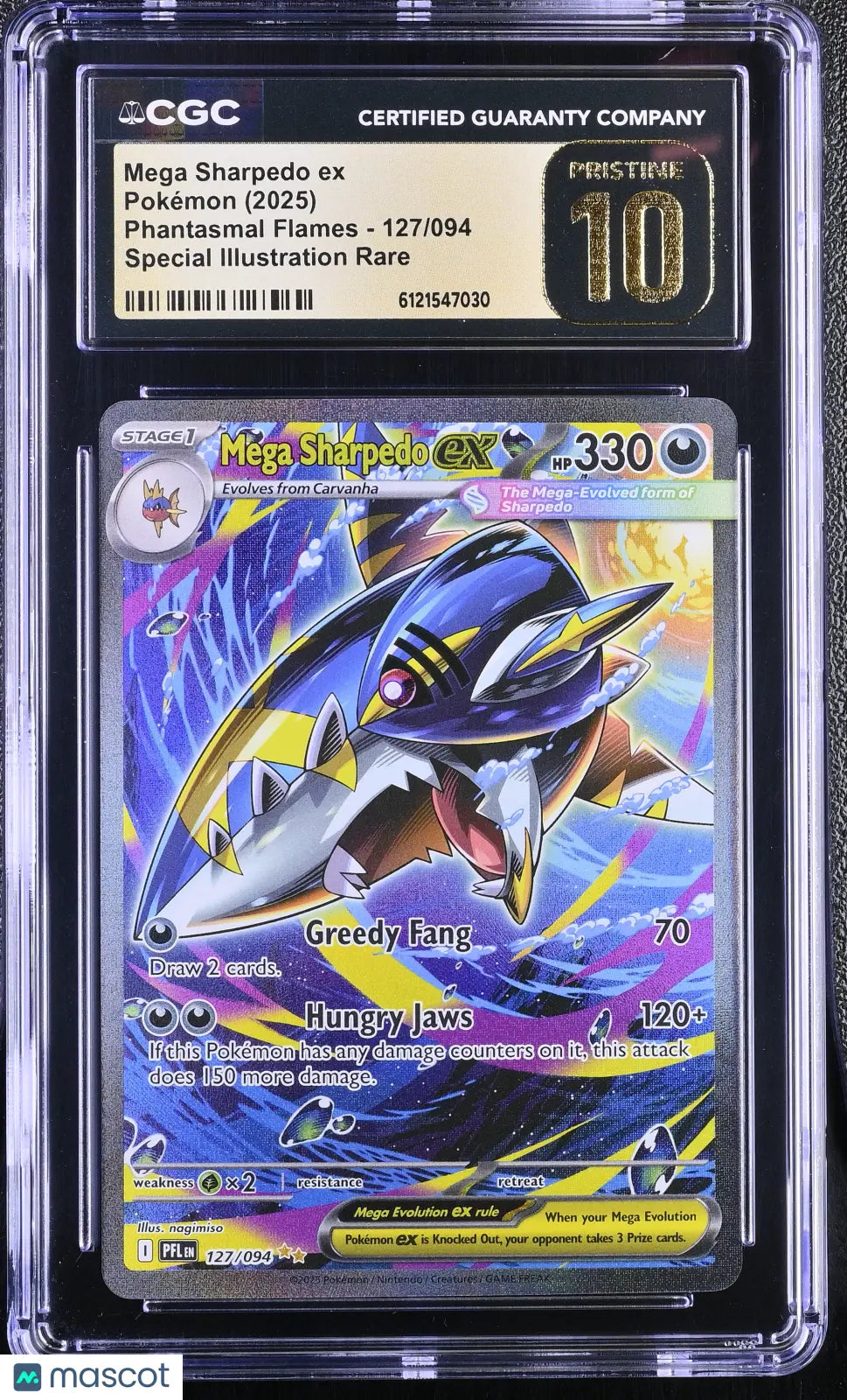2025 Pokemon PFL Special Illustration Rare Mega Sharpedo ex 127/094 CGC 10 