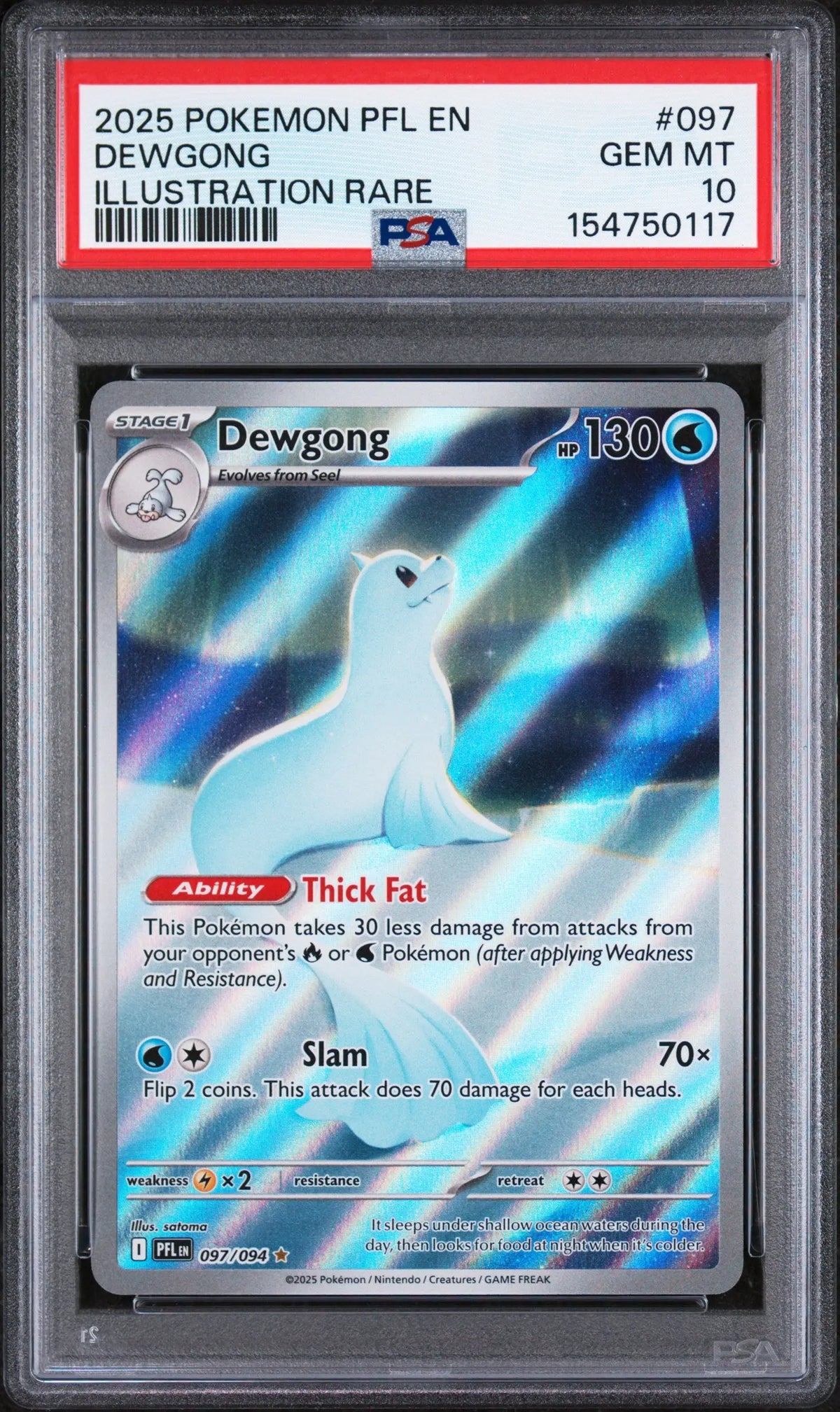 2025 Pokemon Phantasmal Flames Dewgong Illustration Rare 097/094  PSA 10 