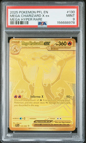 2025 Pokemon Phantasmal Flames Mega Charizard X EX Mega Hyper Rare 130/94 PSA 9 