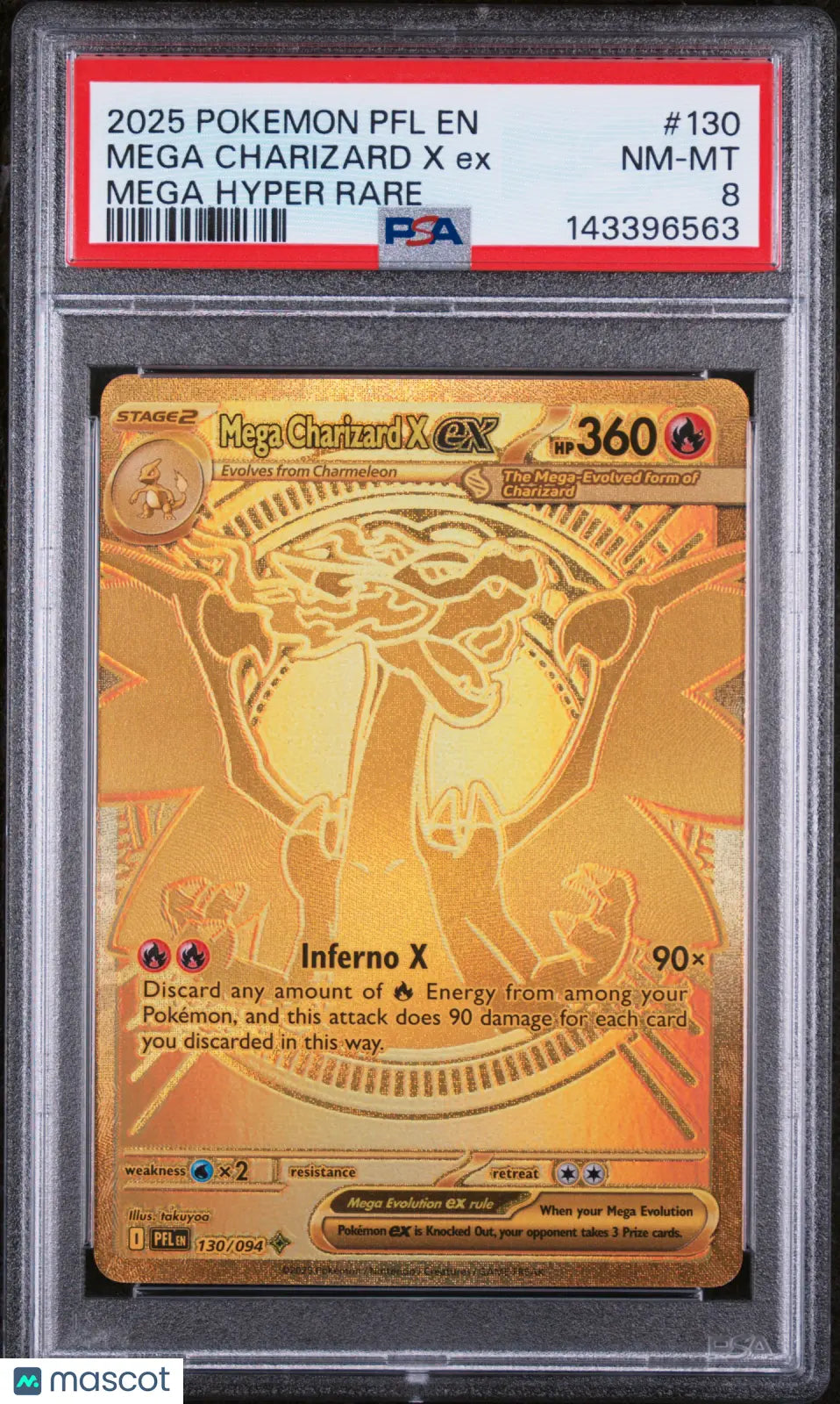 2025 Pokemon Phantasmal Flames Mega Charizard X EX Mega Hyper Rare PSA 8 130/94 