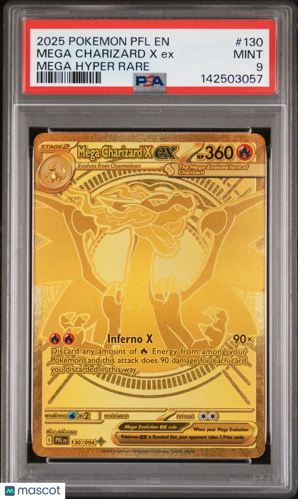 2025 Pokemon Phantasmal Flames Mega Charizard X EX Mega Hyper Rare PSA 9 130/94 