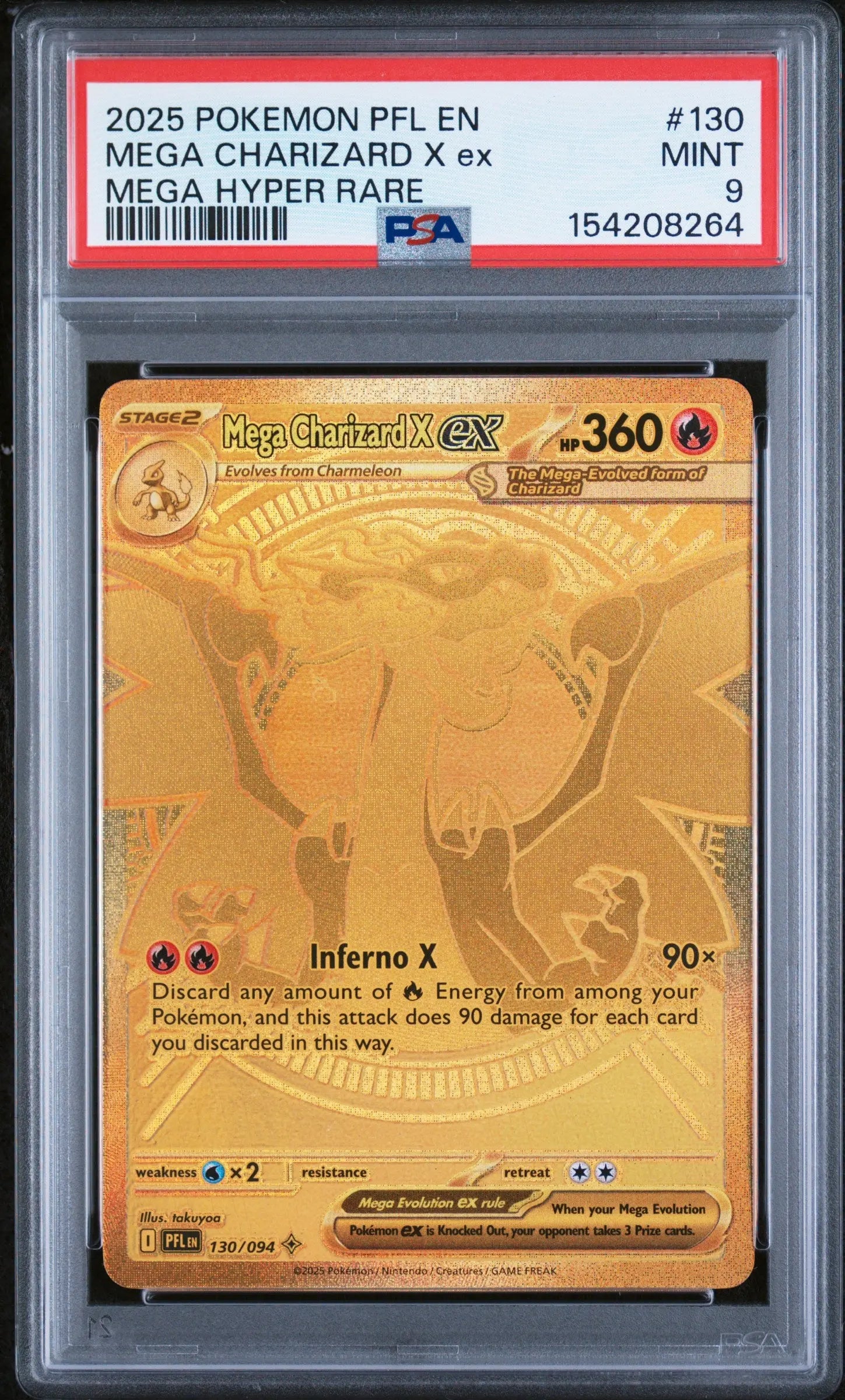 2025 Pokemon Phantasmal Flames Mega Charizard X EX Mega Hyper Rare PSA 9 130/94 