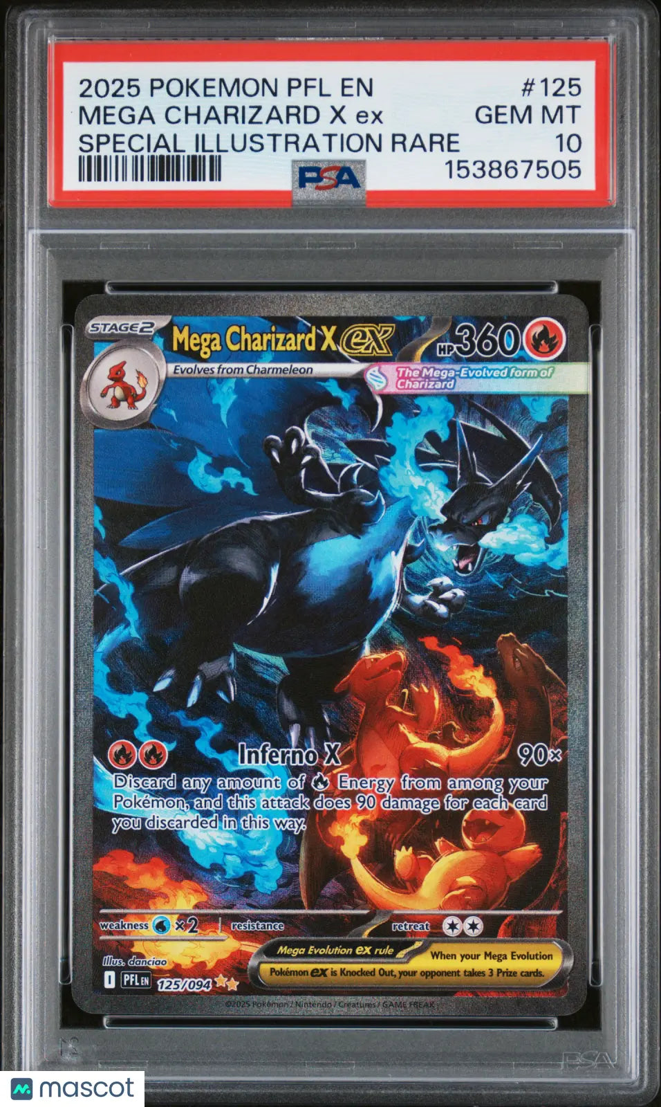 2025 Pokemon Phantasmal Flames Mega Charizard X EX SIR PSA 10 125/94 