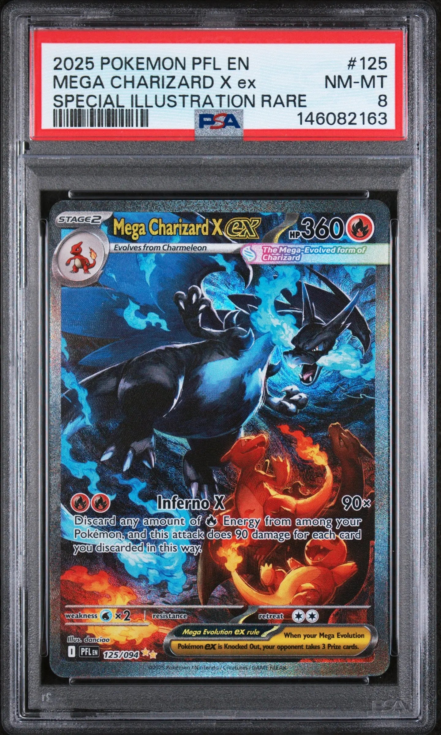 2025 Pokemon Phantasmal Flames Mega Charizard X EX SIR PSA 8 125/94 