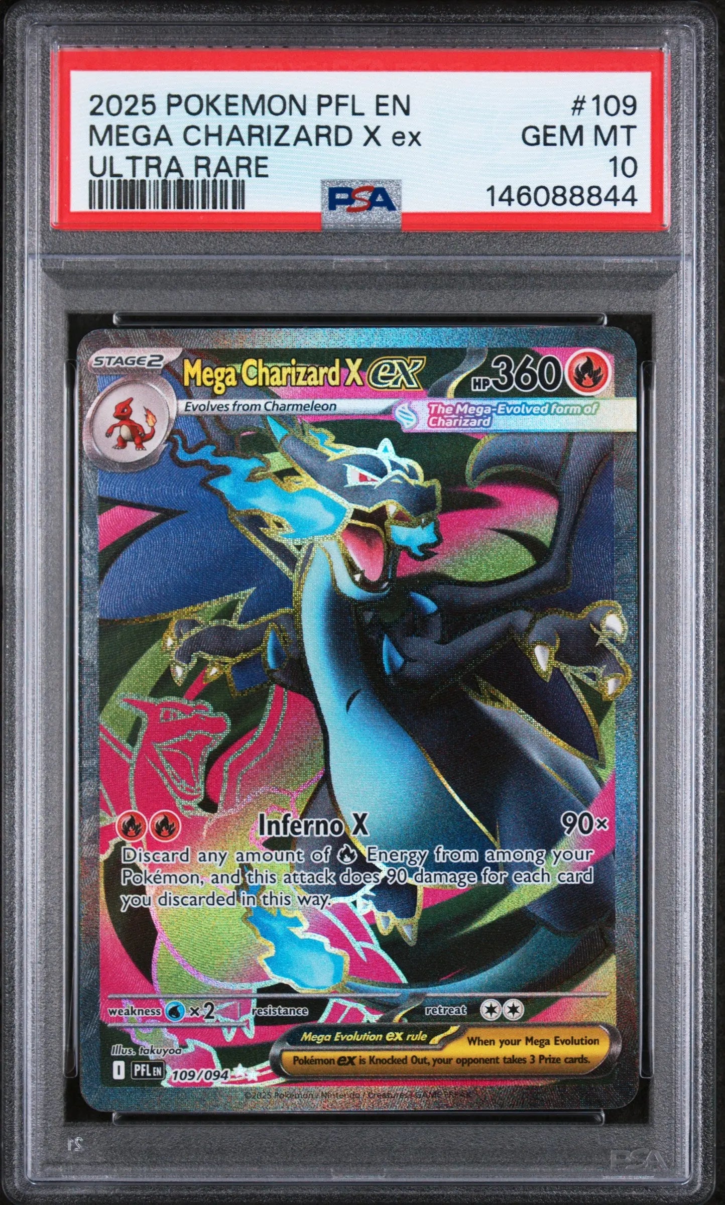 2025 Pokemon Phantasmal Flames Mega Charizard X EX Ultra Rare PSA 10 109/94 