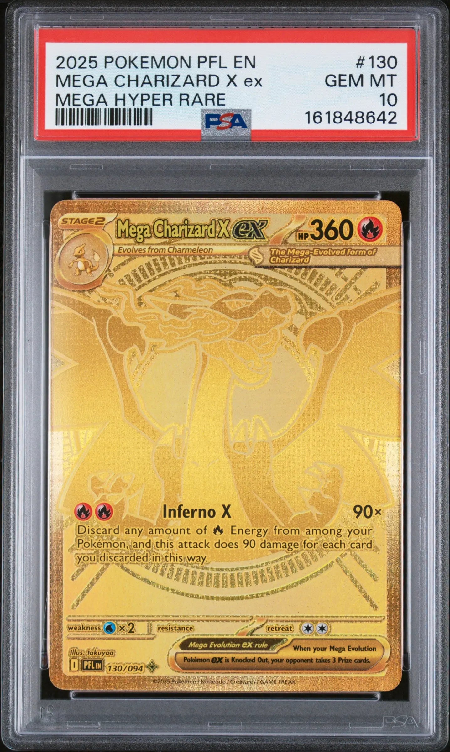 2025 Pokemon Phantasmal Flames Mega Charizard X Ex Mega Hyper R. 130/094 PSA 10 